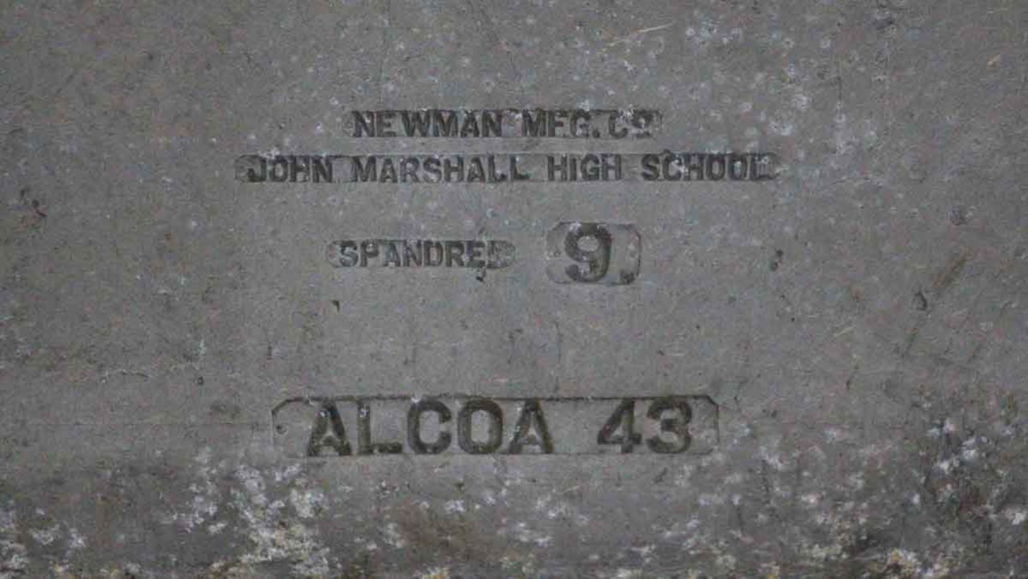 1943 Antique Cast Aluminum Art Deco Building Facade from John Marshall HS 2