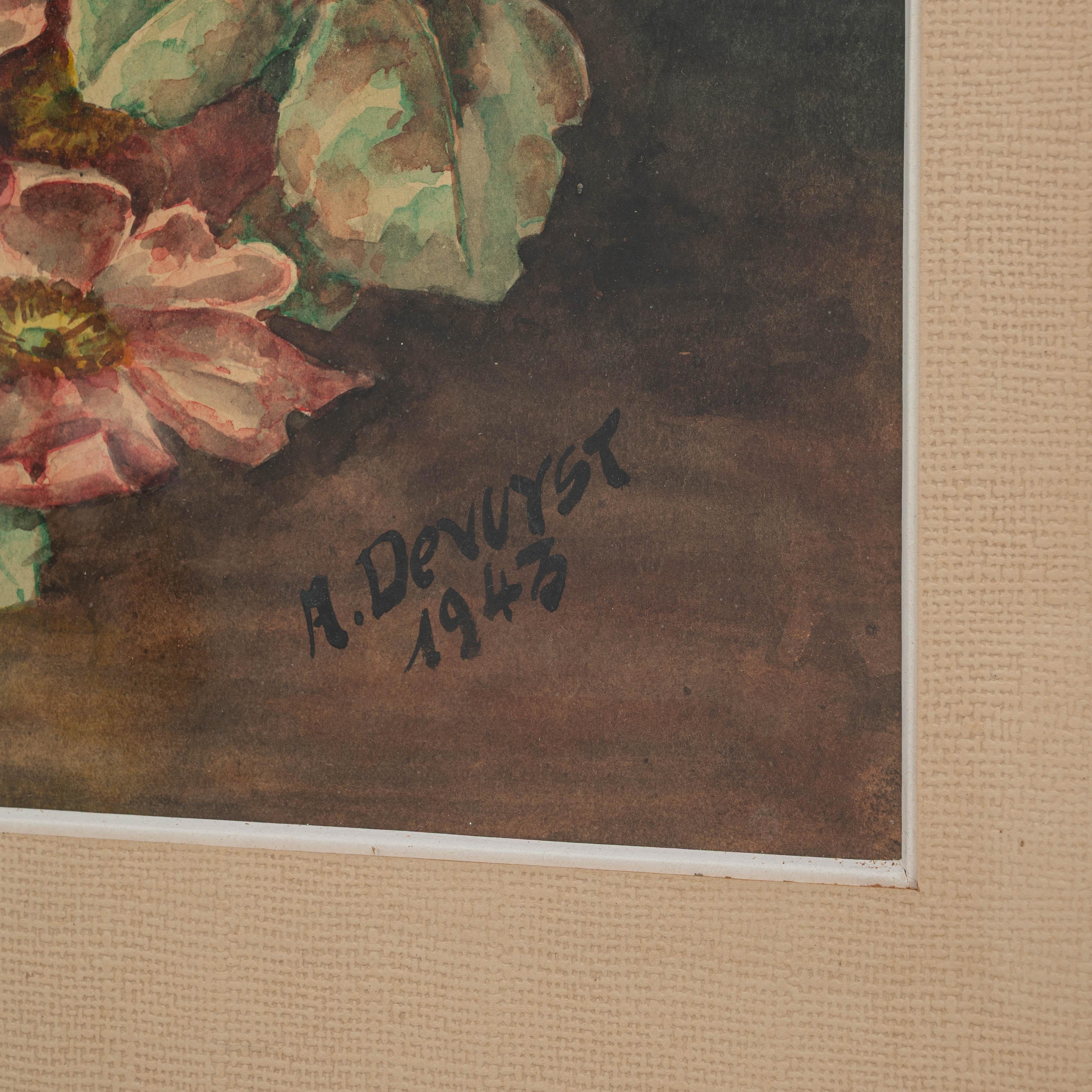 1943 Belgian Wall Art With Wooden Frame For Sale 7