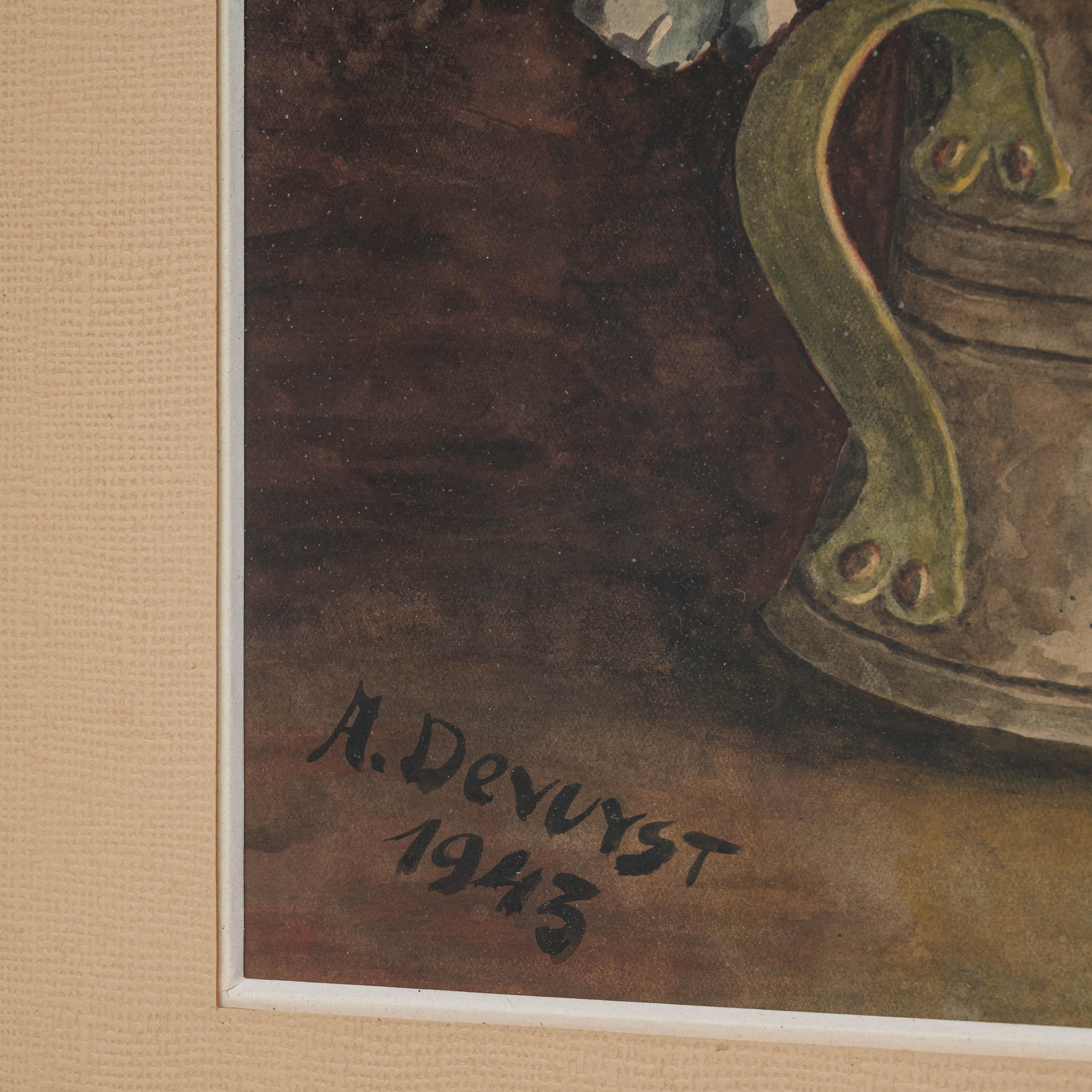 1943 Belgian Wall Art With Wooden Frame For Sale 4