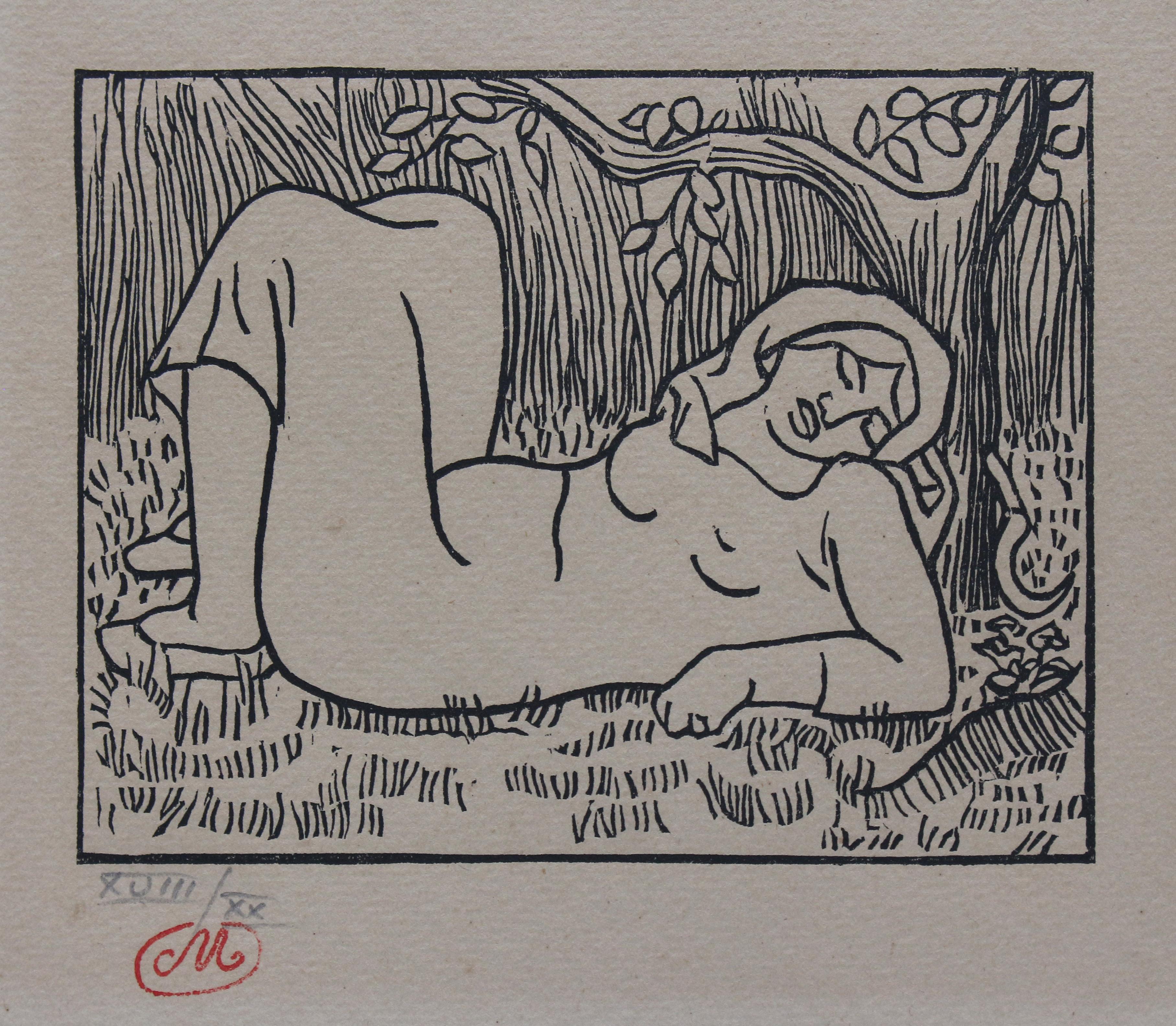 1943 Kupferstich, Le Sommeil Sous les Arbes von Aristide Maillol, #XVIII von XX (Französisch) im Angebot