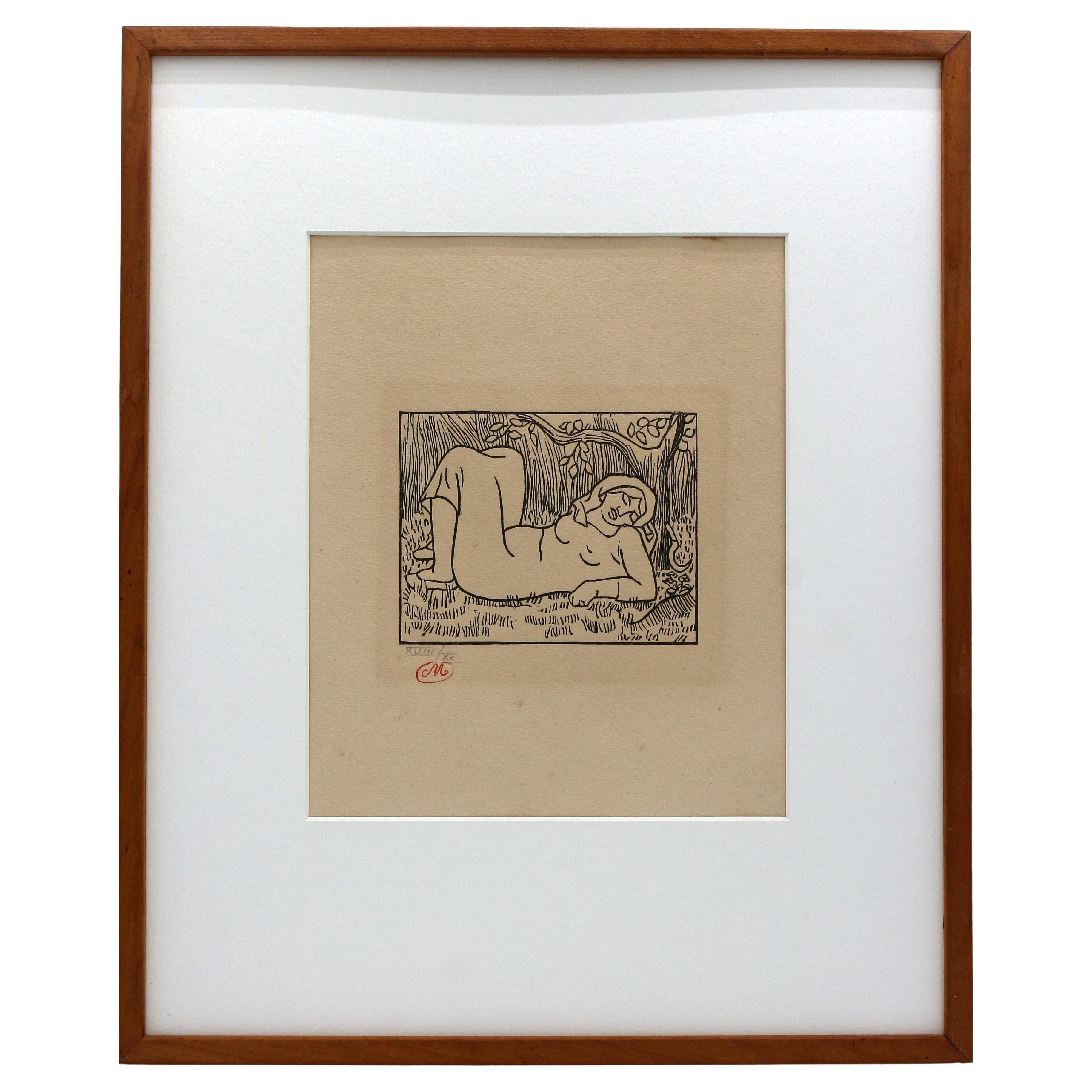 1943 Gravure, Le Sommeil Sous les Arbes par Aristide Maillol, #XVIII de XX