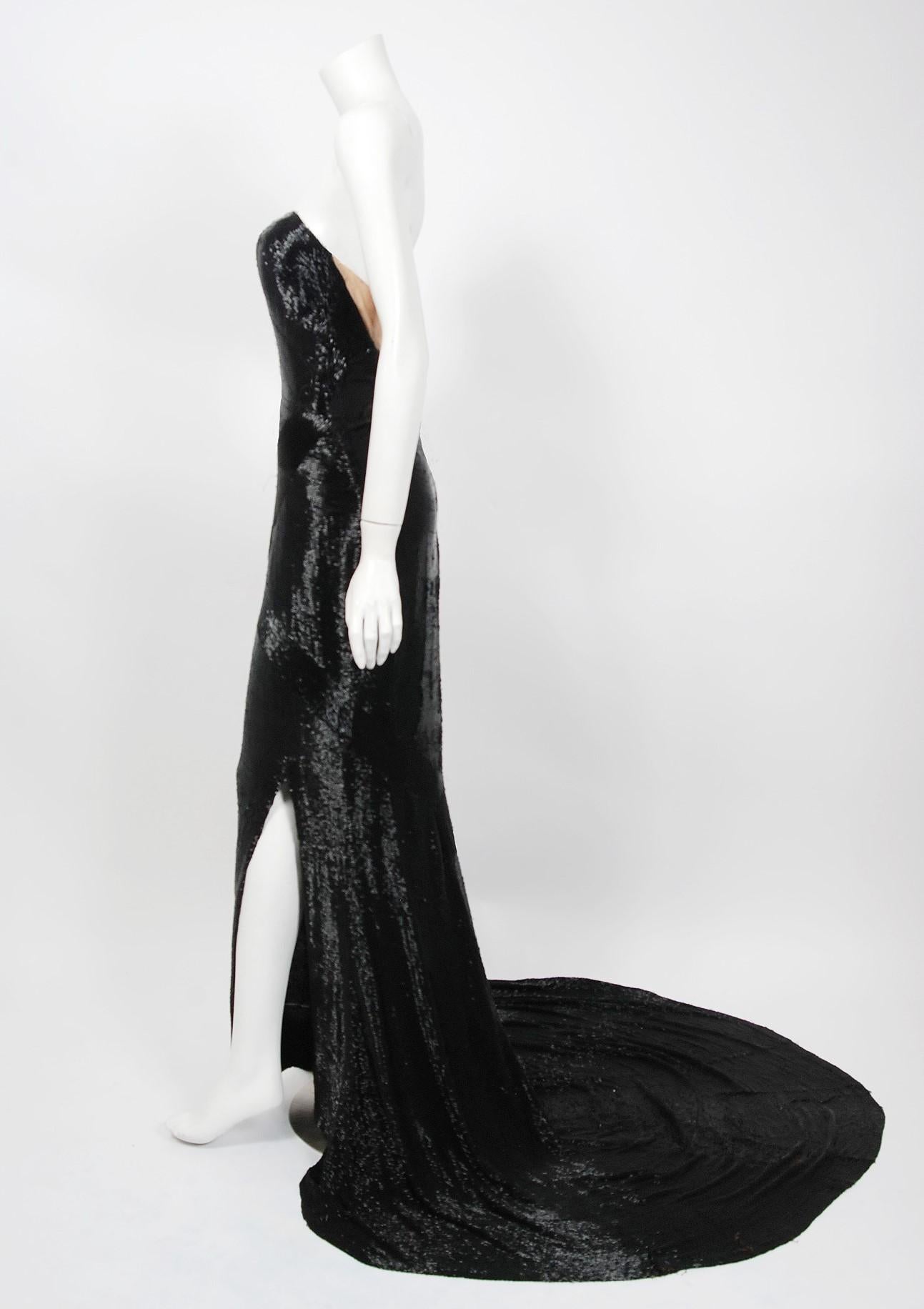 1943 Gilbert Adrian Couture Black Beaded Strapless Gown Worn By Lana Turner 1
