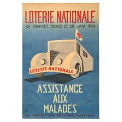 1943 Loterie Nationale - Poster litografico originale francese Vintage By