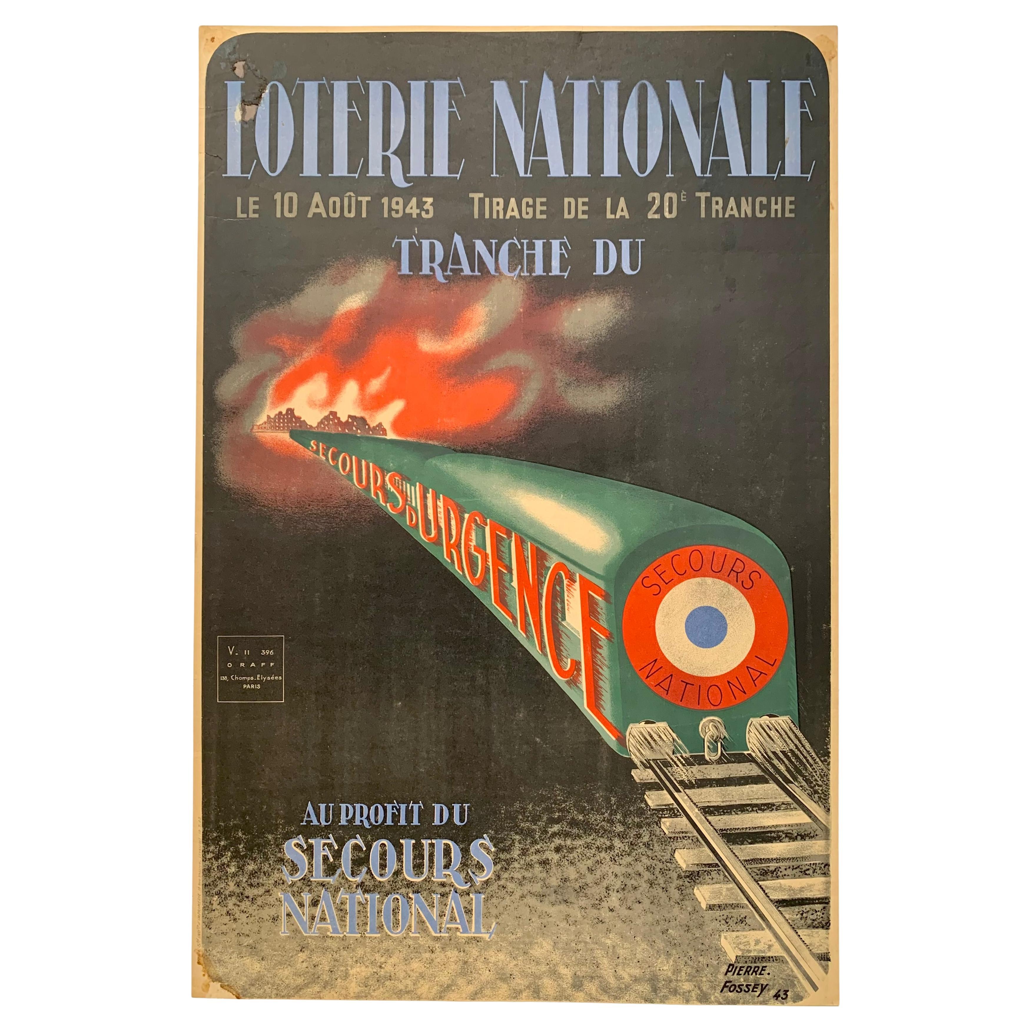 1943 Loterie Nationale - Poster litografico originale francese Vintage By
