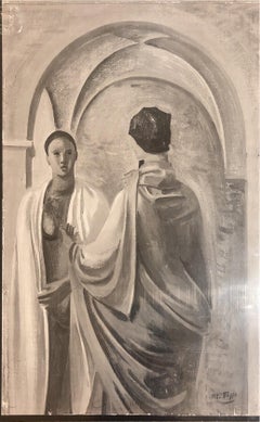 1943 Mario Tozzi "Confidenze" Oil on Canvas Painting