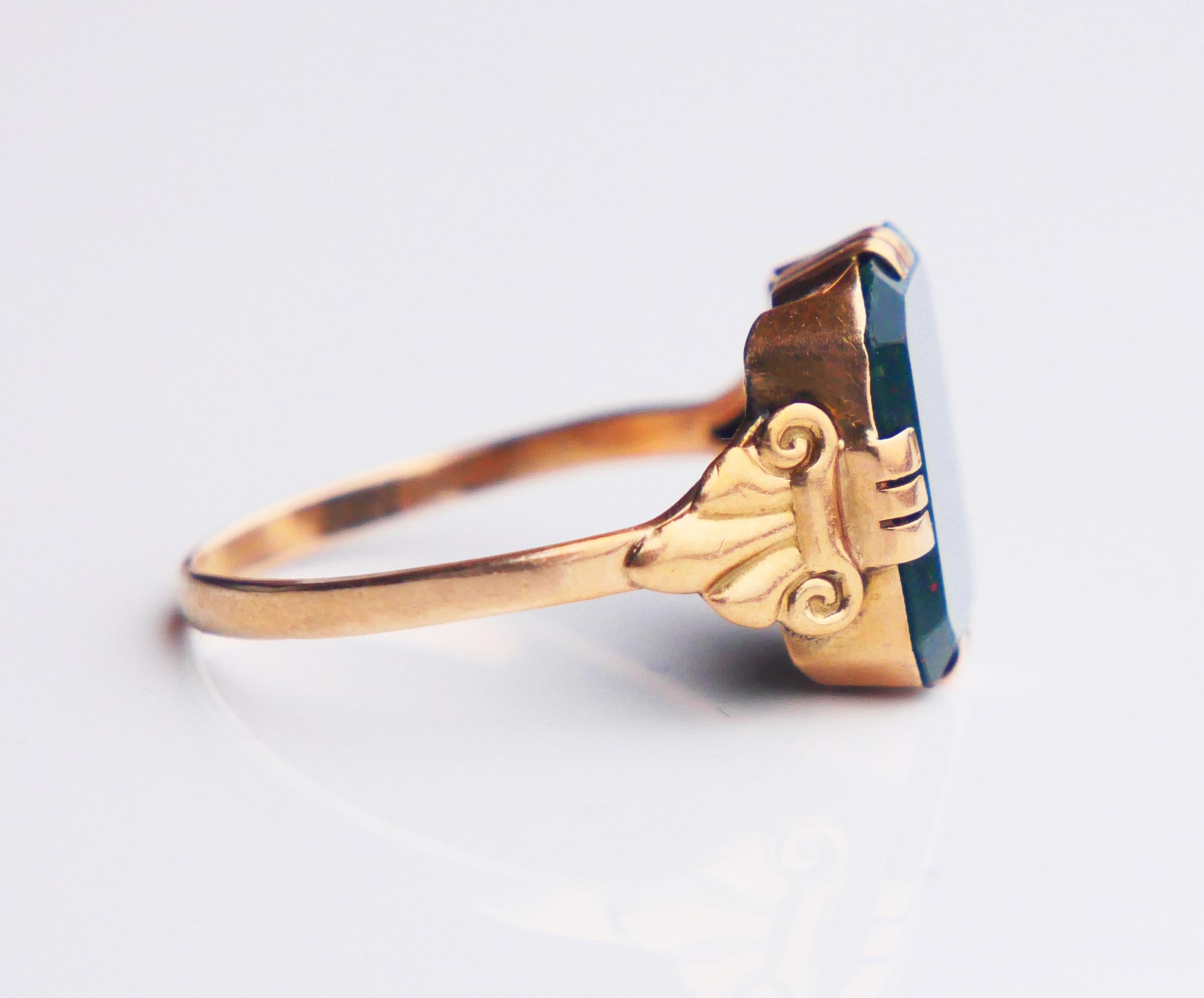 1943 Men Unisex Signet Ring 6ct. Blood stone solid 18K Gold ØUS 6.75 / 2.2gr For Sale 8
