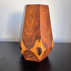 1943 Poston Arizona Camp Art Handcrafted Wood Hexagonal Vase
