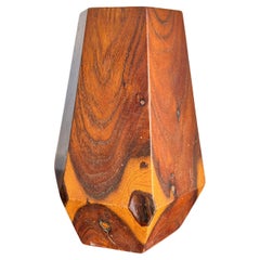 1943 Poston Arizona Camp Art Handcrafted Wood Hexagonal Vase
