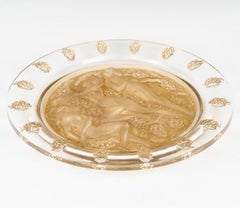 1943 René Lalique - Plate Dish Cote d'Or Glass With Sepia Patina