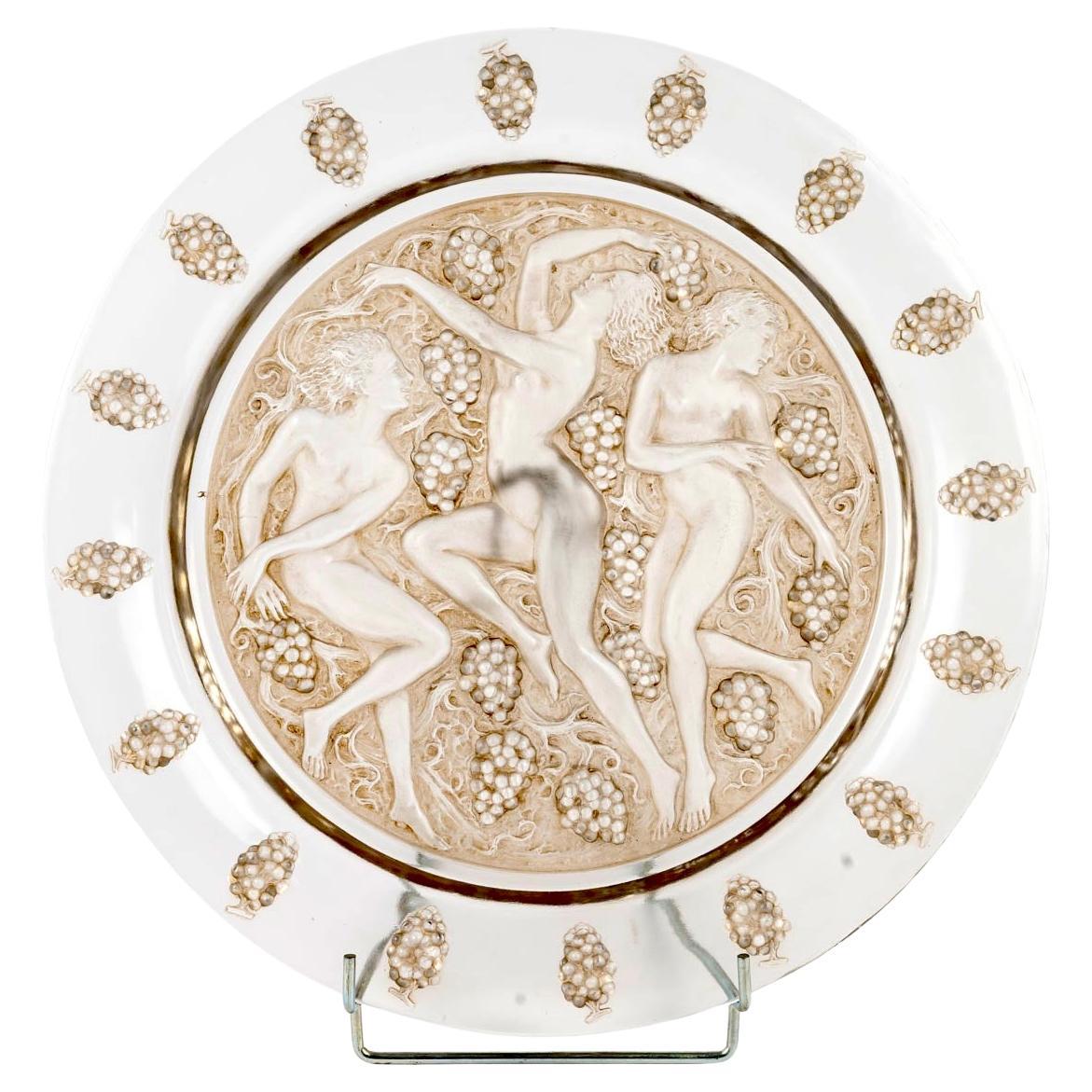 1943 René Lalique - Teller Schale Cote d
Or Glas mit Sepia Patina