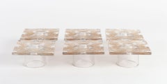 1943 Rene Lalique Set of 6 Chantilly Glass and Sepia Candleholders R.Lalique