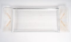 1943 Rene Lalique, Tray Cake Dish Arras Clear Glass with Sepia Patina