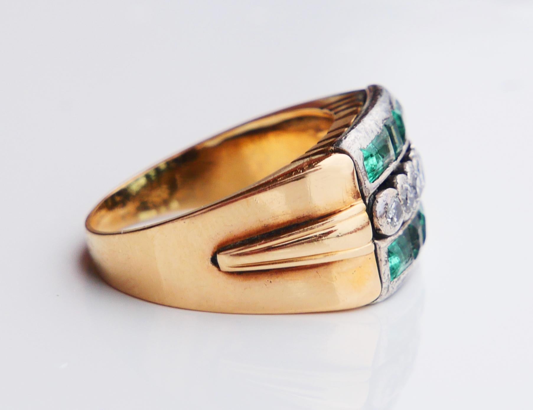 1943 Bague 2ctw Emerald 0.4ctw Diamonds solid 18K Gold Silver ØUS6.75 / 5.75 gr en vente 7