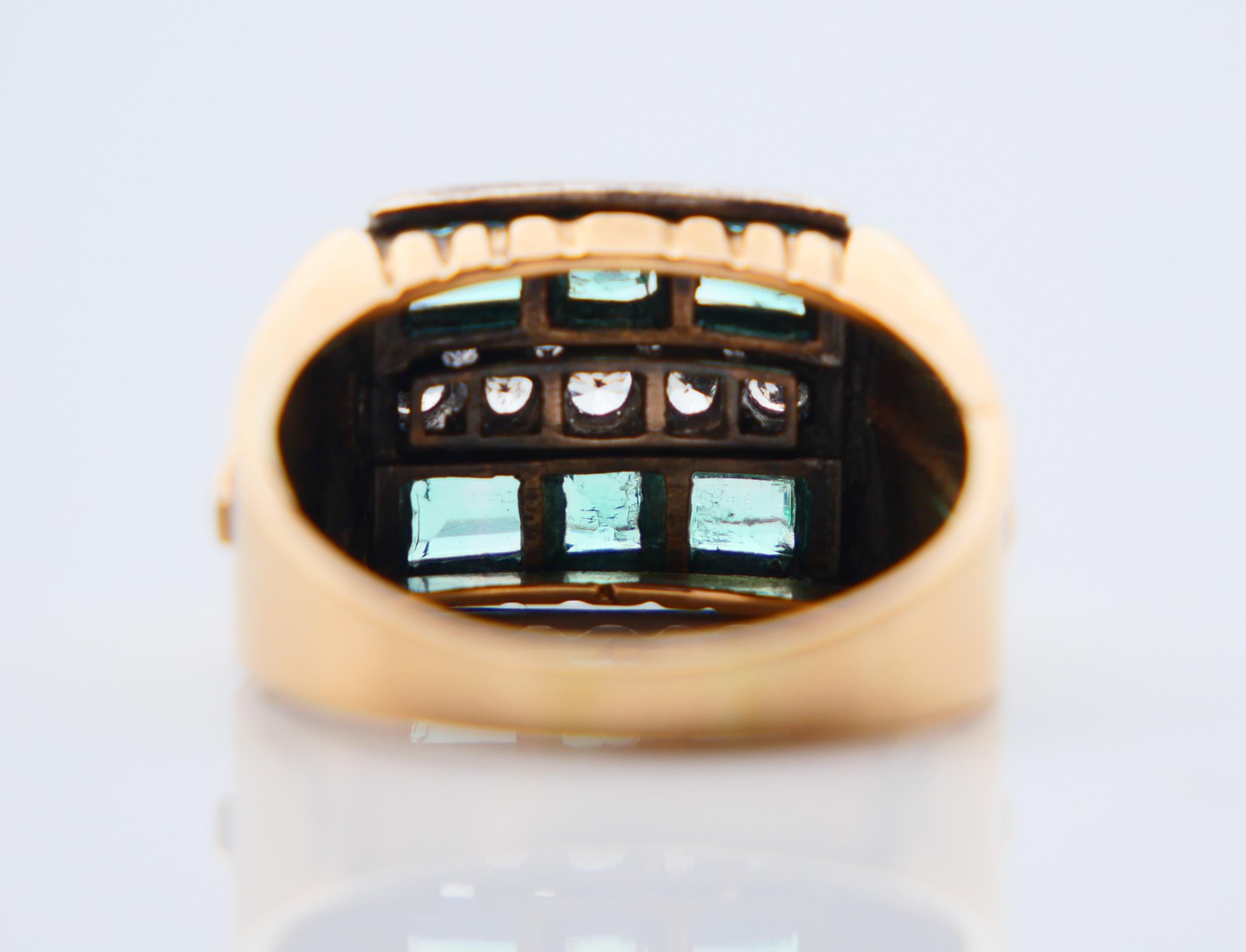 1943 Bague 2ctw Emerald 0.4ctw Diamonds solid 18K Gold Silver ØUS6.75 / 5.75 gr en vente 4