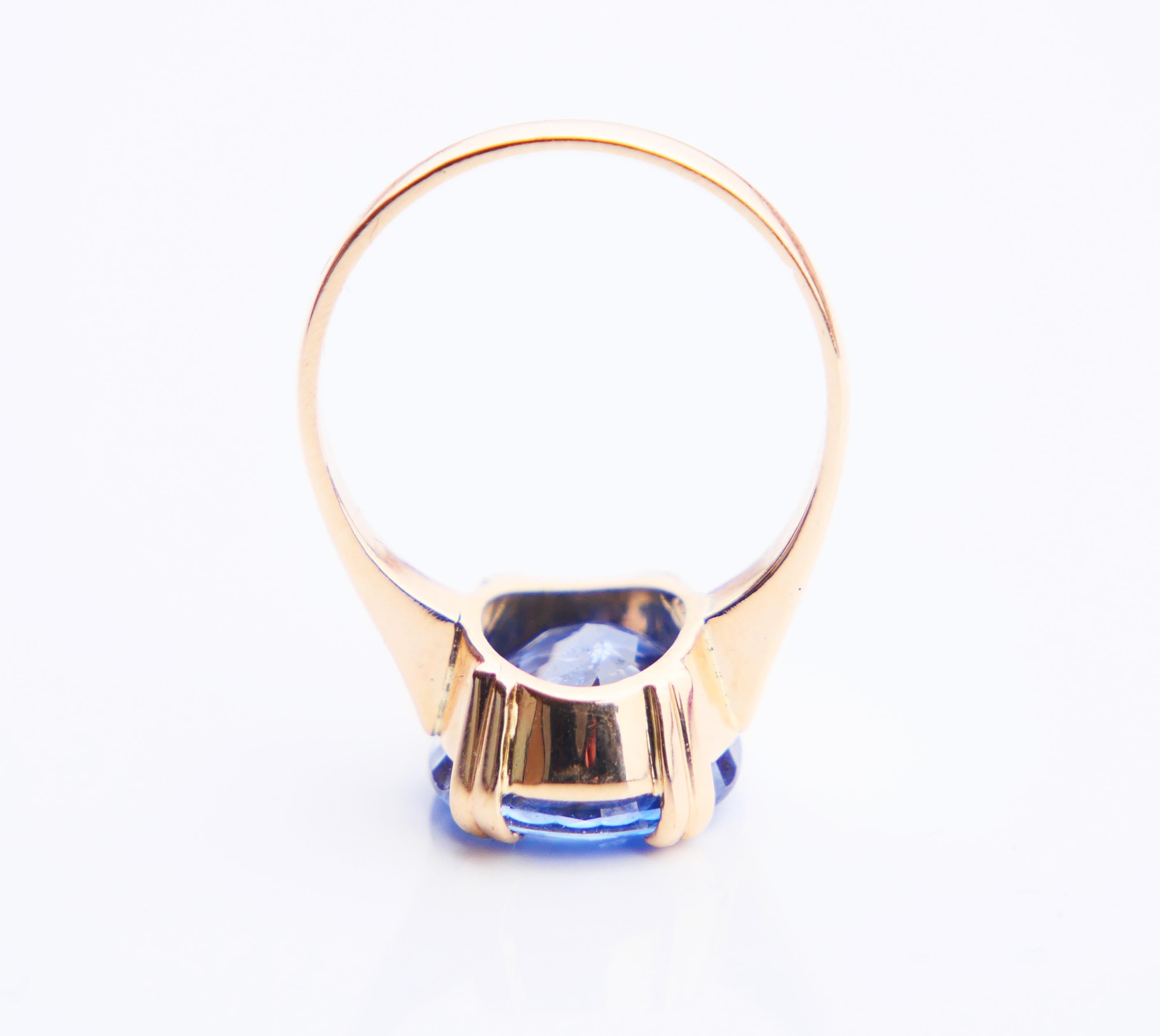 1943 Ring 5.5 ct natural Cornflow Blue Sapphire solid 18K Gold Ø US4.75/ 4gr For Sale 8