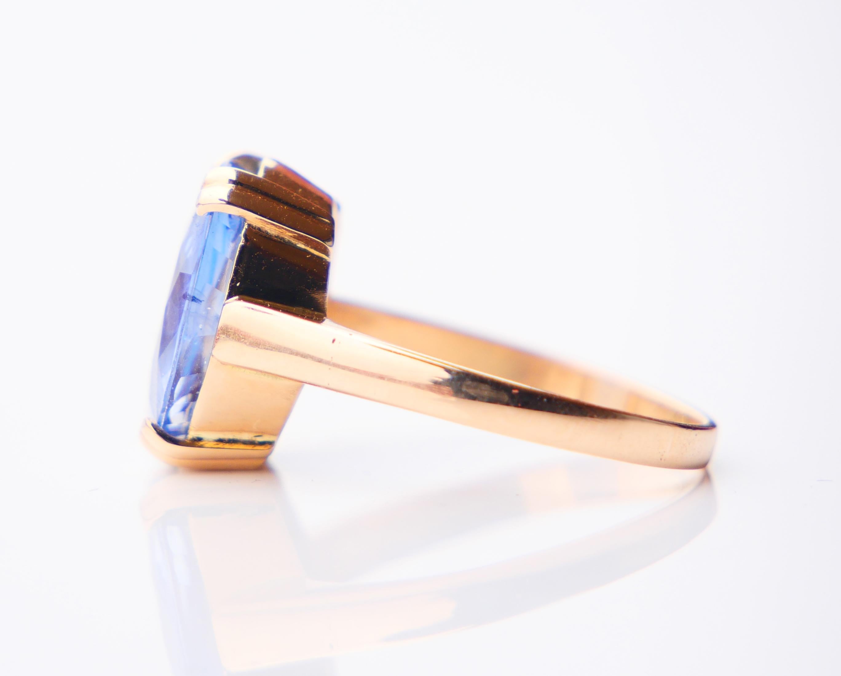 1943 Ring 5.5 ct natural Cornflow Blue Sapphire solid 18K Gold Ø US4.75/ 4gr For Sale 4