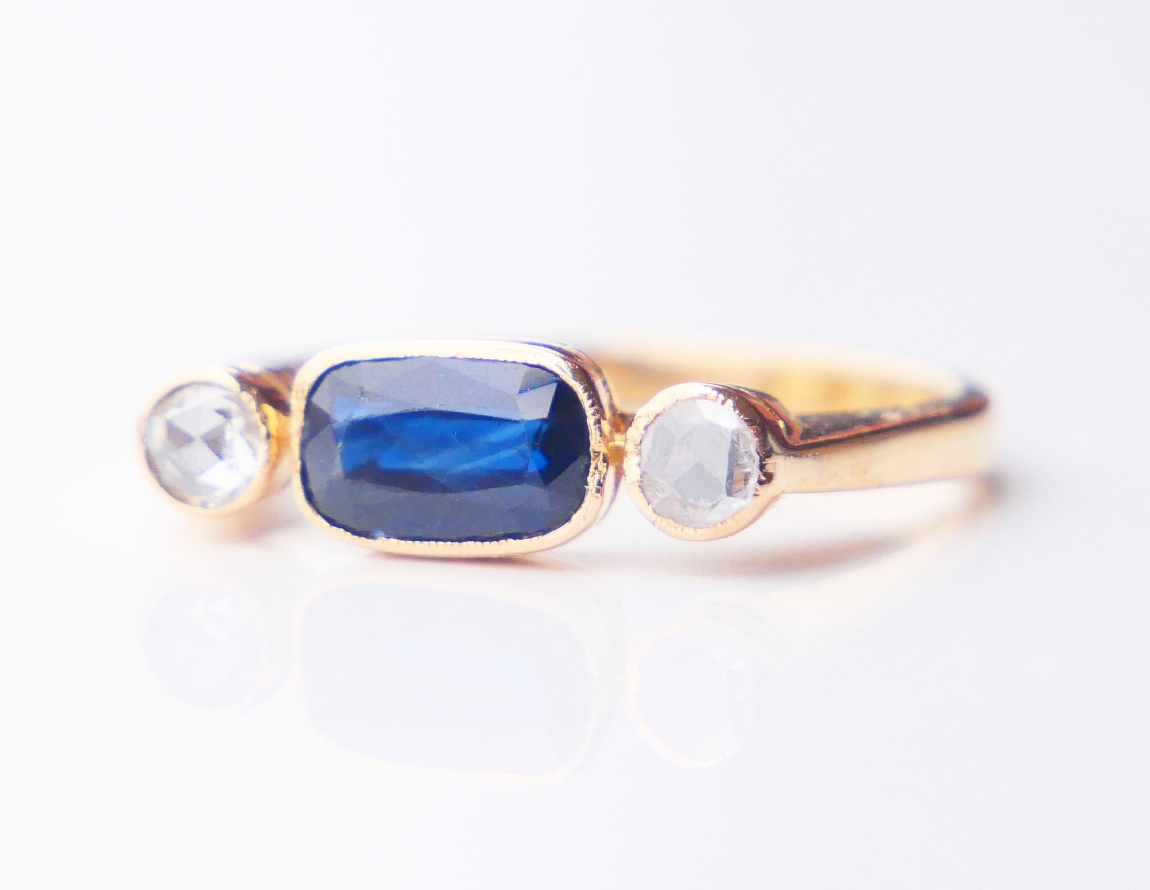 1943 Anello naturale 1,25ct Zaffiro 0,28ctw Diamante  Oro 18K Ø US 5,75/ 2,85 gr in vendita 7