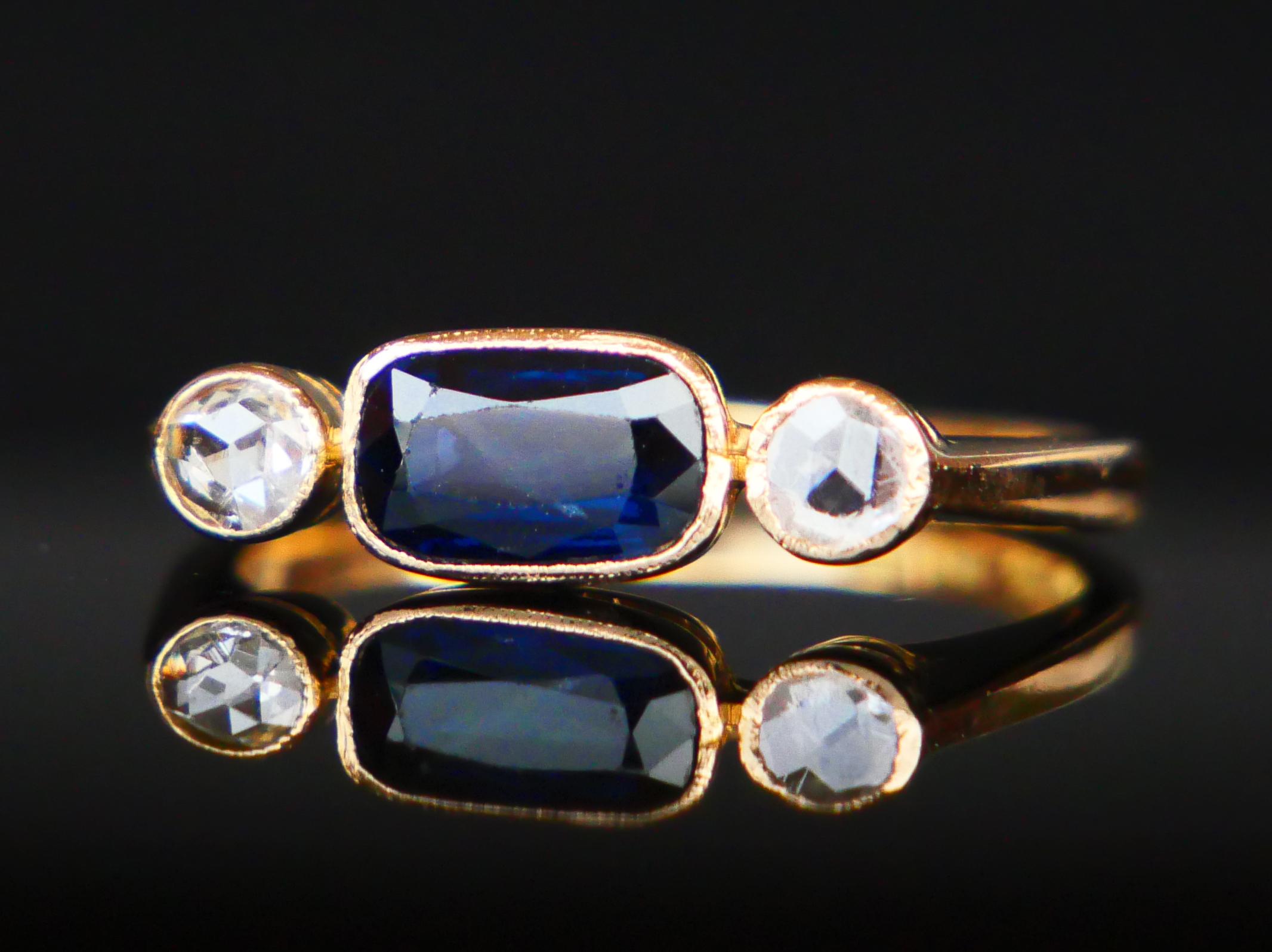 Uomo 1943 Anello naturale 1,25ct Zaffiro 0,28ctw Diamante  Oro 18K Ø US 5,75/ 2,85 gr in vendita
