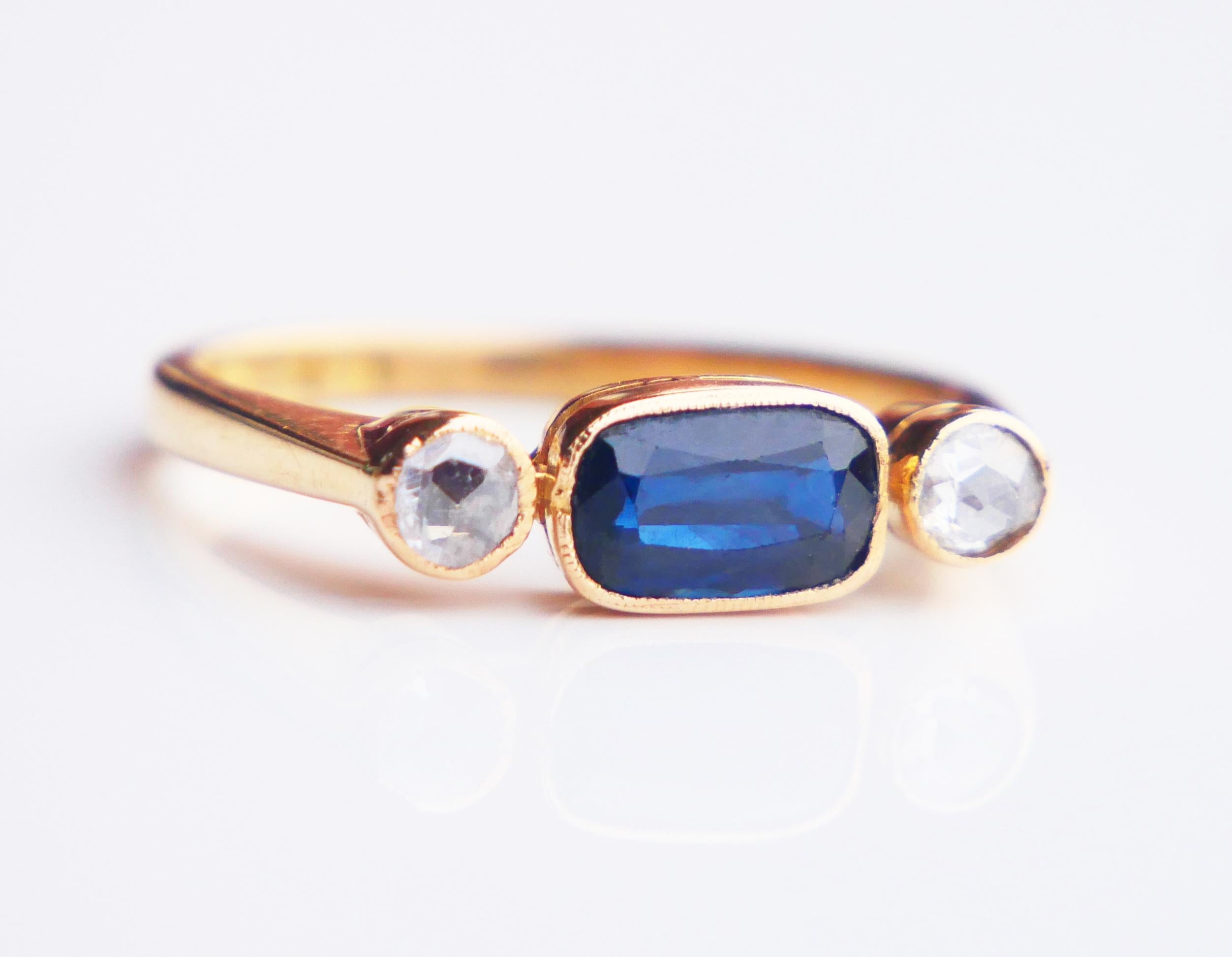 1943 Anello naturale 1,25ct Zaffiro 0,28ctw Diamante  Oro 18K Ø US 5,75/ 2,85 gr in vendita 4