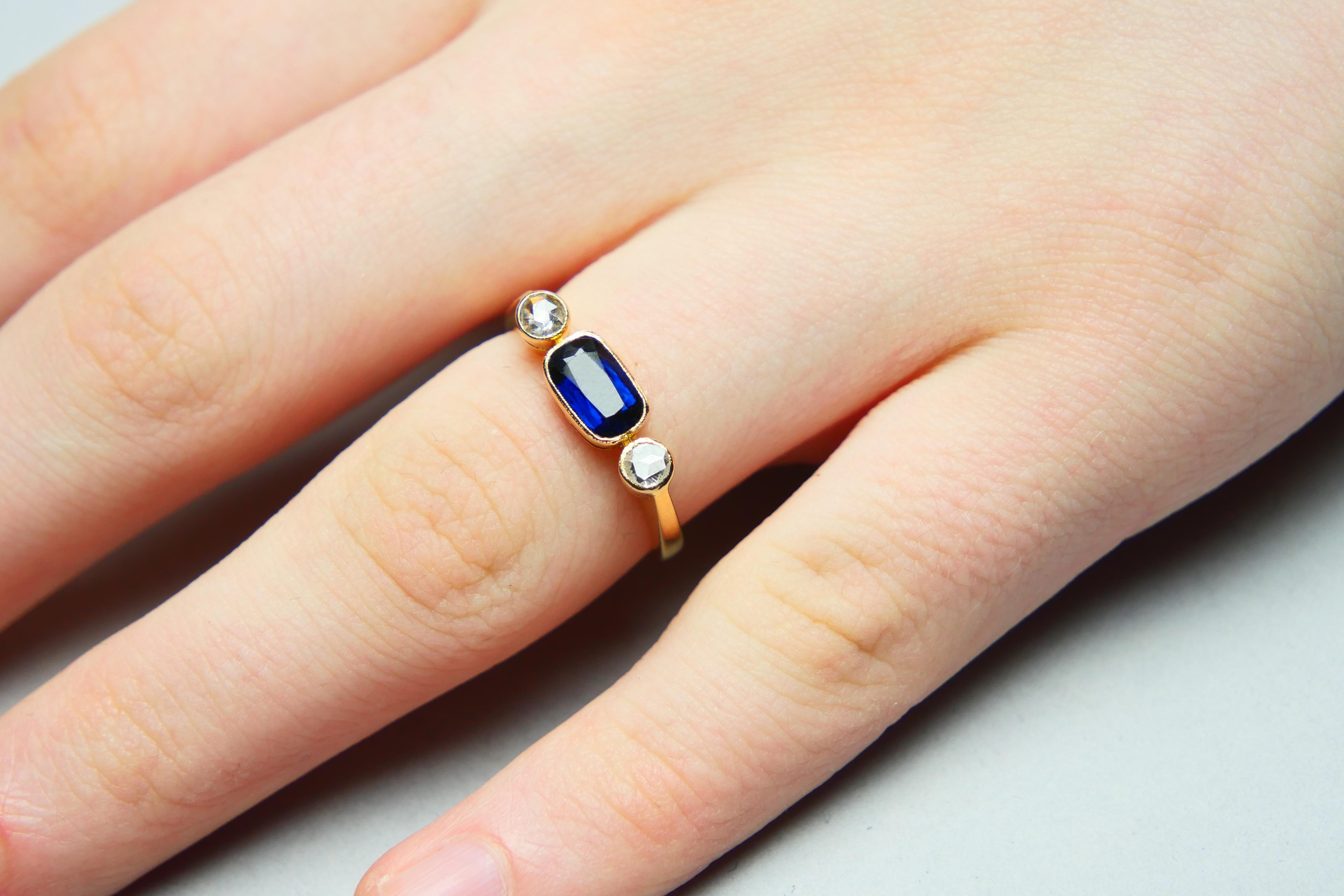 1943 Anello naturale 1,25ct Zaffiro 0,28ctw Diamante  Oro 18K Ø US 5,75/ 2,85 gr in vendita 2