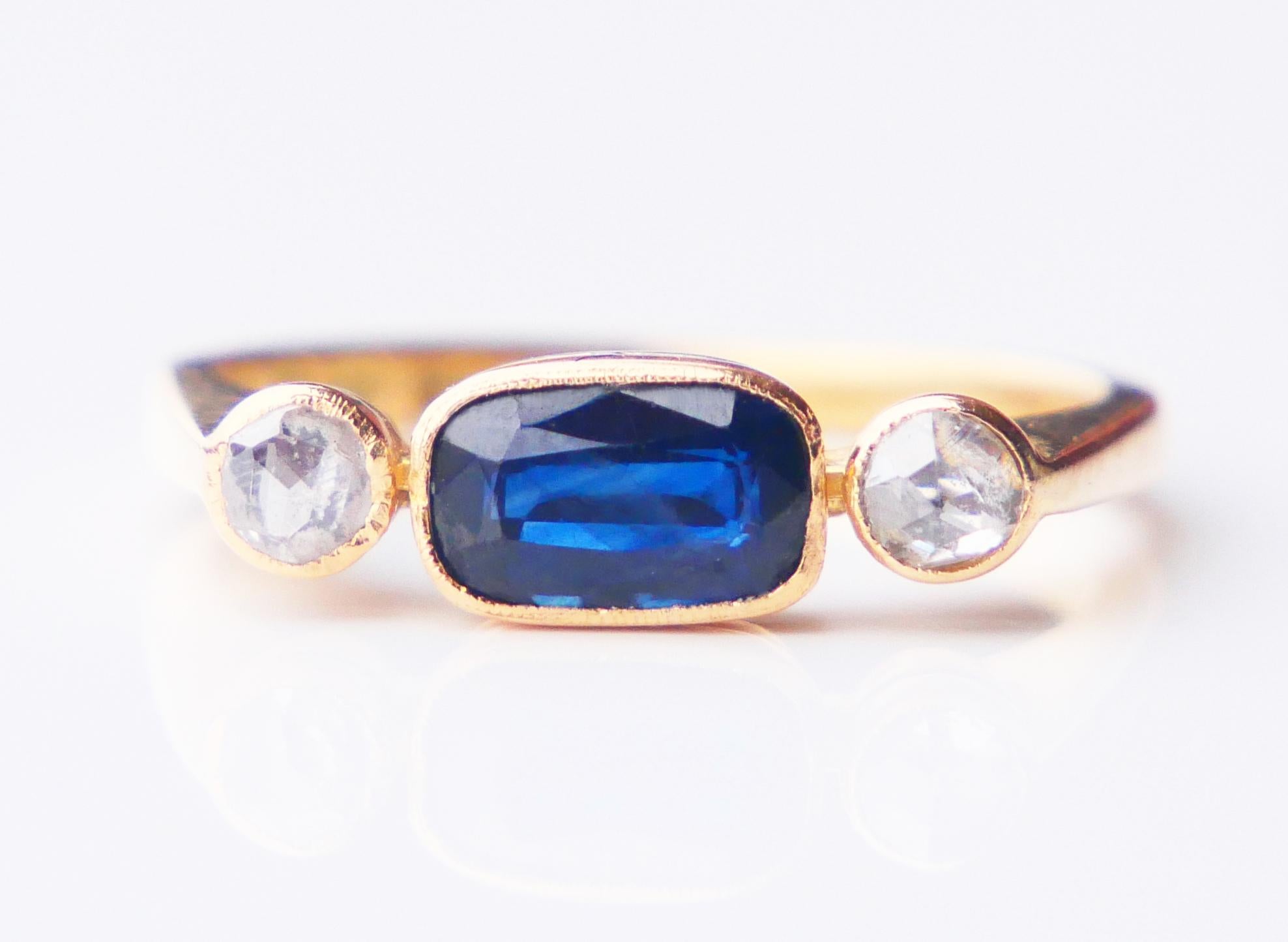 1943 Anello naturale 1,25ct Zaffiro 0,28ctw Diamante  Oro 18K Ø US 5,75/ 2,85 gr in vendita 5