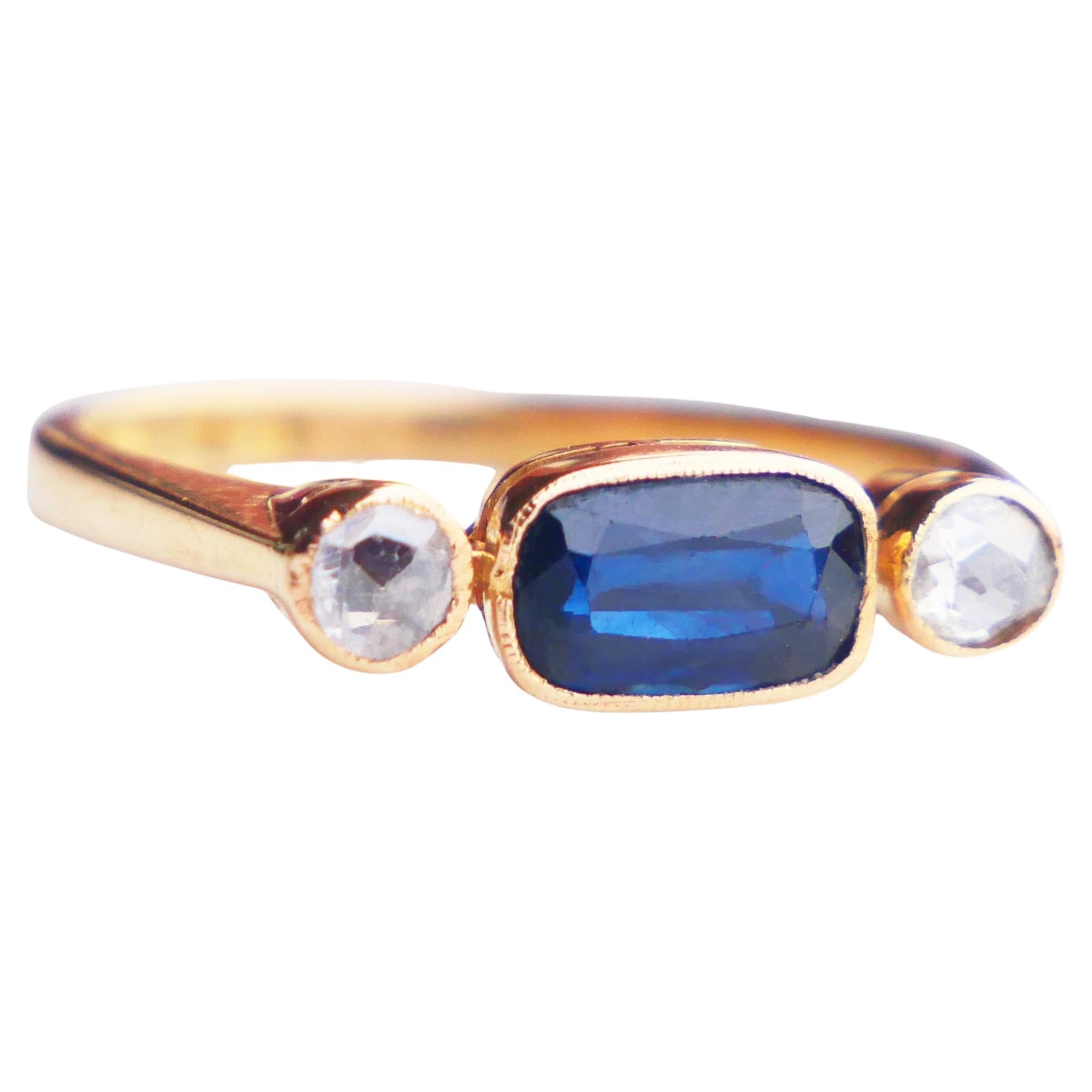 1943 Anello naturale 1,25ct Zaffiro 0,28ctw Diamante  Oro 18K Ø US 5,75/ 2,85 gr