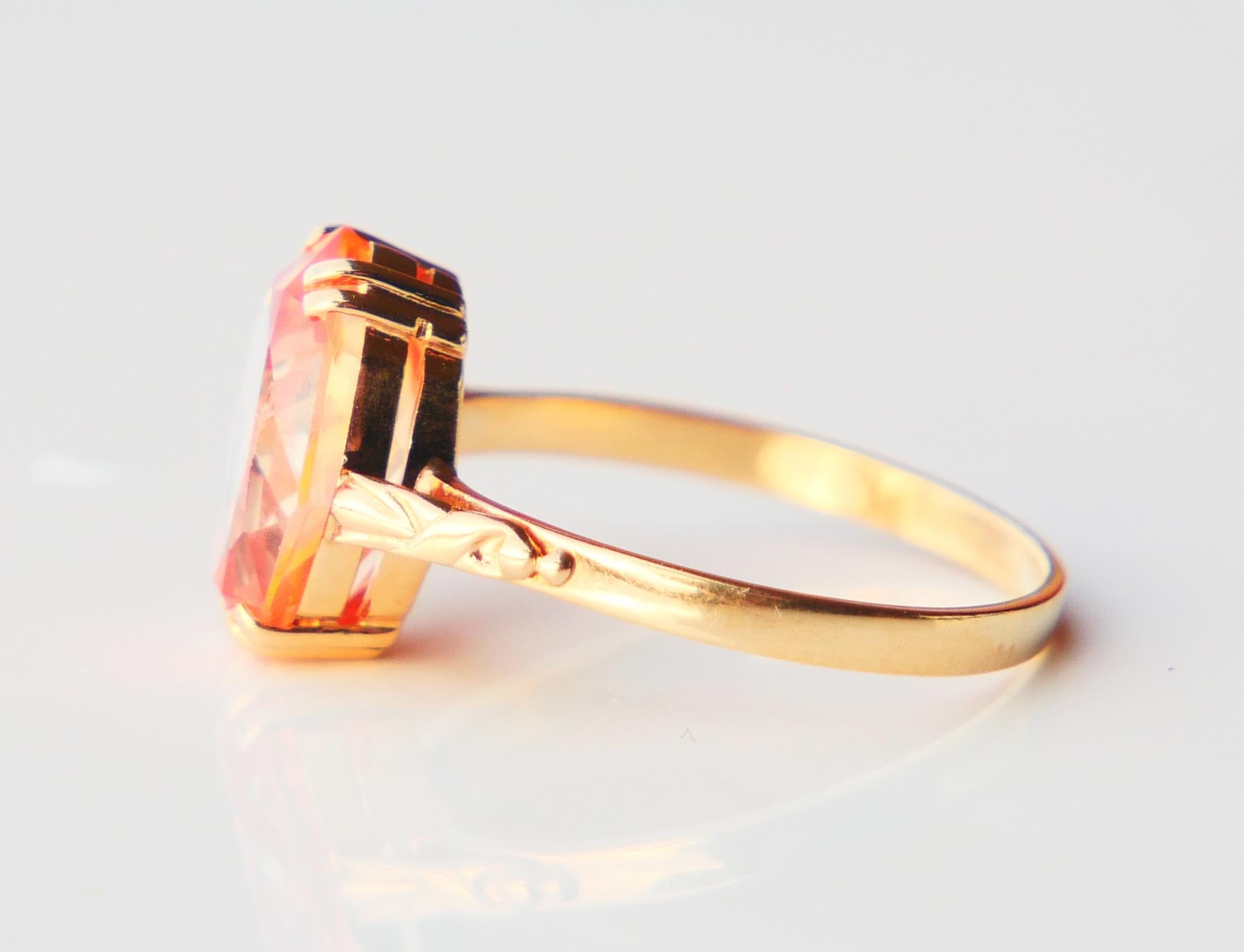 1943 Ring Orange Saphir massiv 18K Gold Ø 7US /  2.6gr im Angebot 9