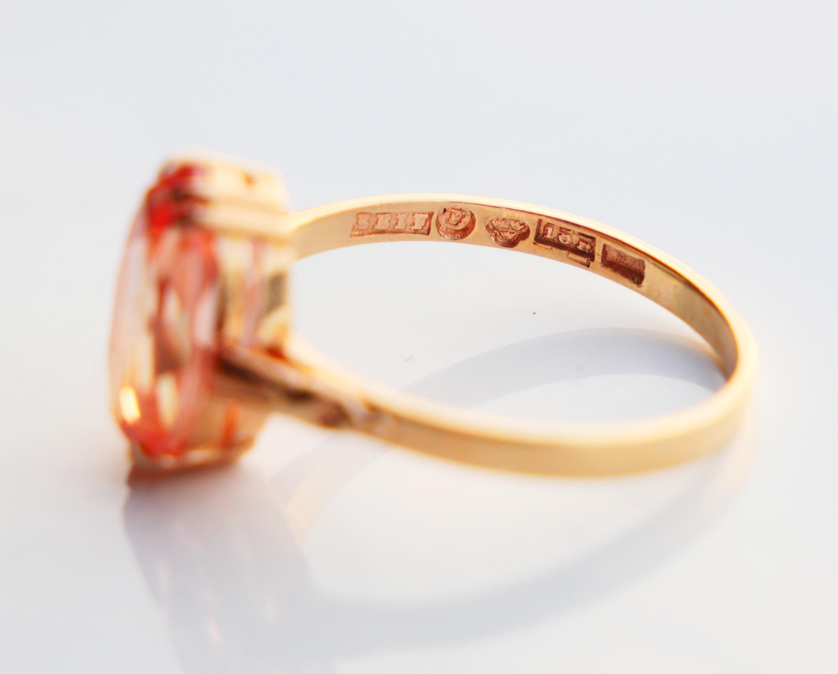 1943 Ring Orange Saphir massiv 18K Gold Ø 7US /  2.6gr im Angebot 10