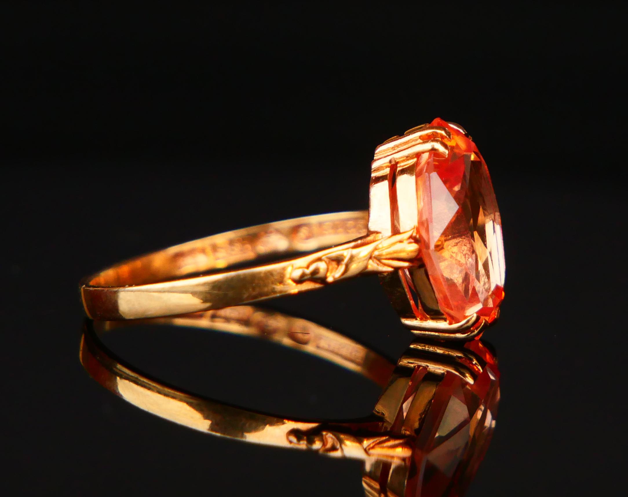 1943 Ring Orange Saphir massiv 18K Gold Ø 7US /  2.6gr im Angebot 1