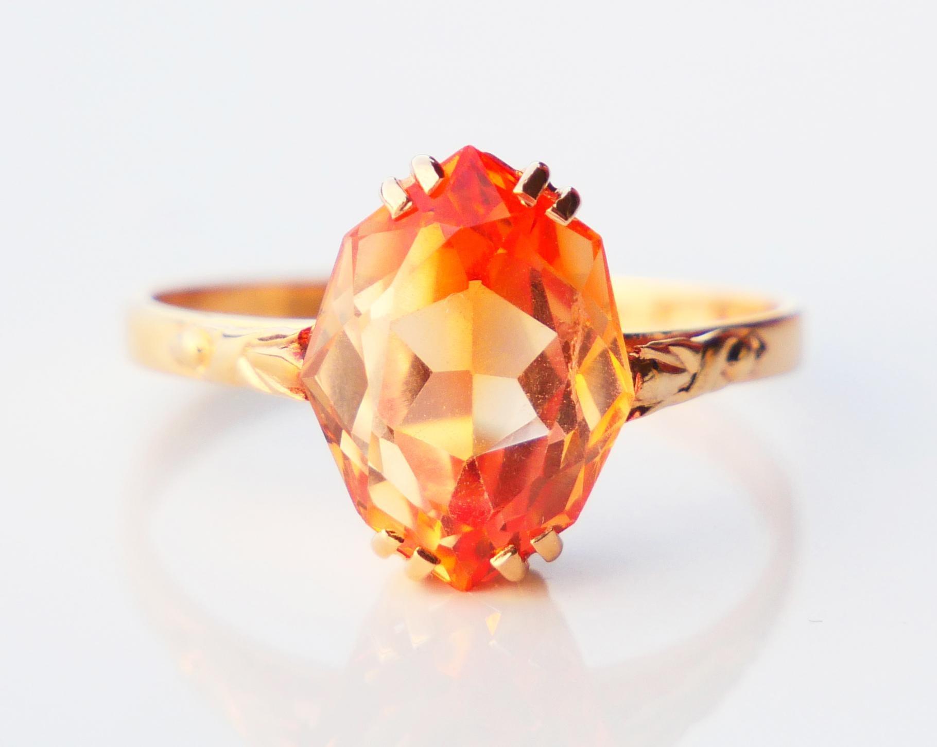 1943 Ring Orange Saphir massiv 18K Gold Ø 7US /  2.6gr im Angebot 5
