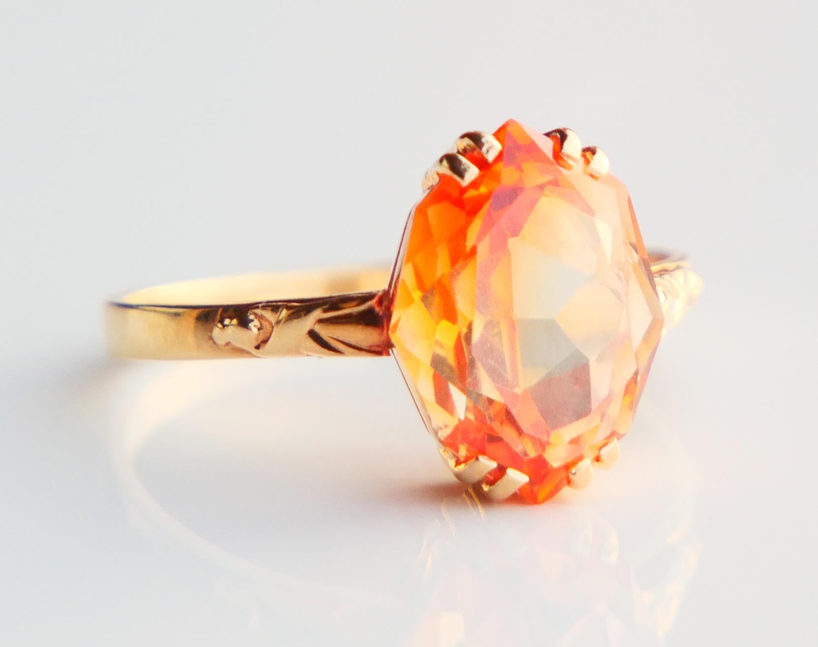 1943 Ring Orange Saphir massiv 18K Gold Ø 7US /  2.6gr im Angebot 6
