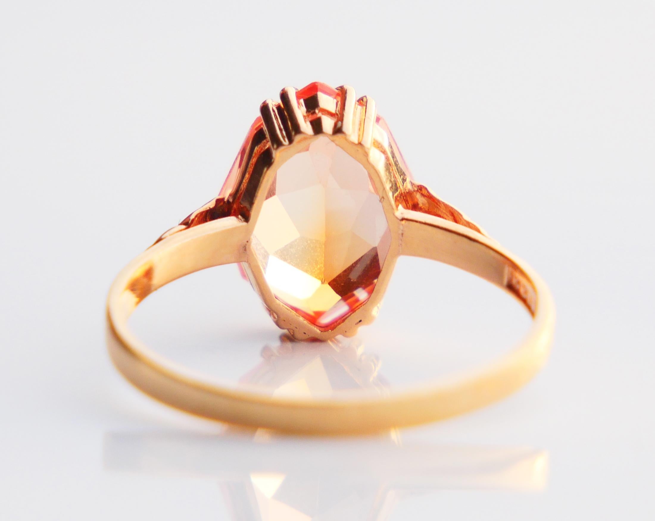 1943 Ring Orange Saphir massiv 18K Gold Ø 7US /  2.6gr im Angebot 7