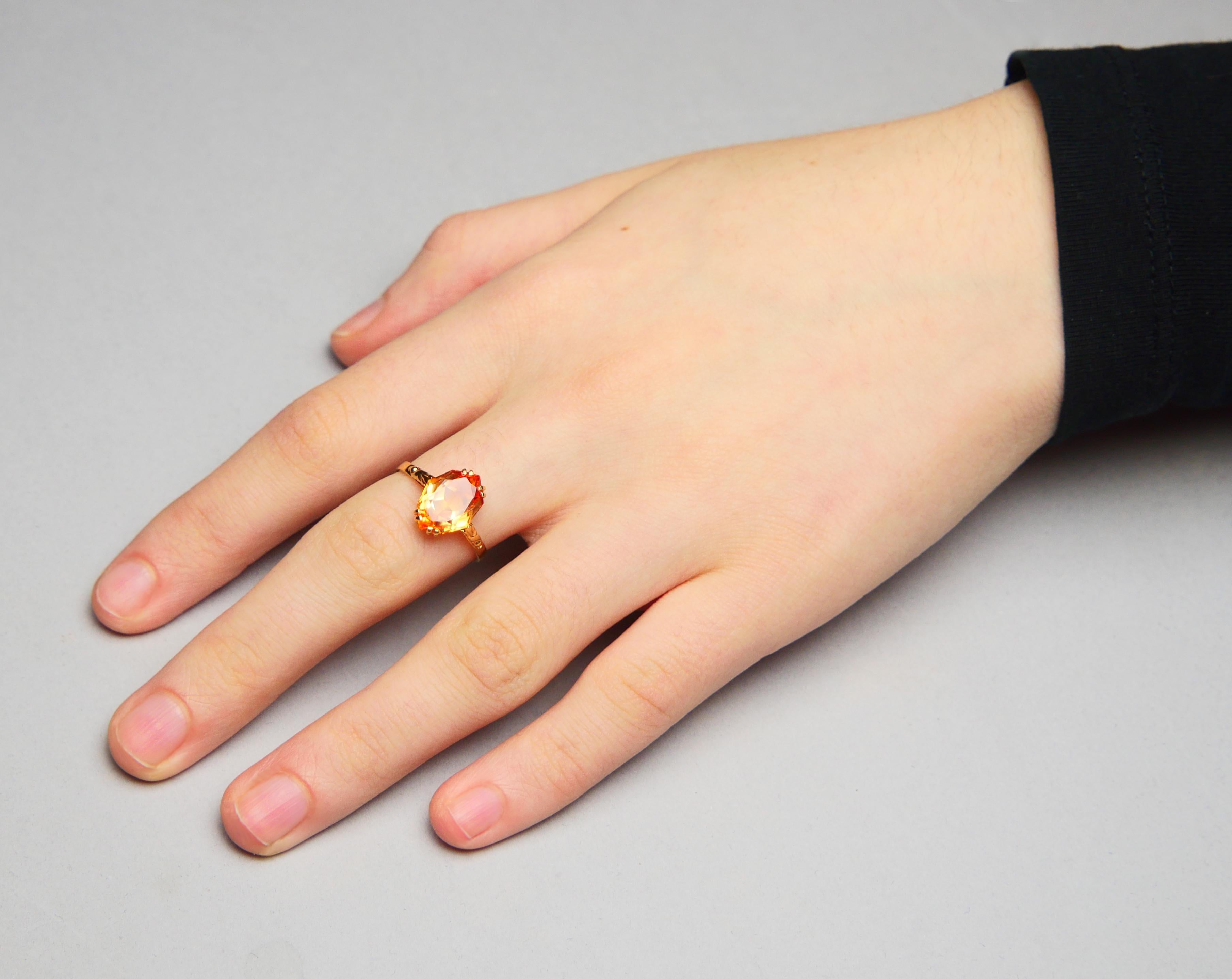 1943 Ring Orange Saphir massiv 18K Gold Ø 7US /  2.6gr im Angebot 4