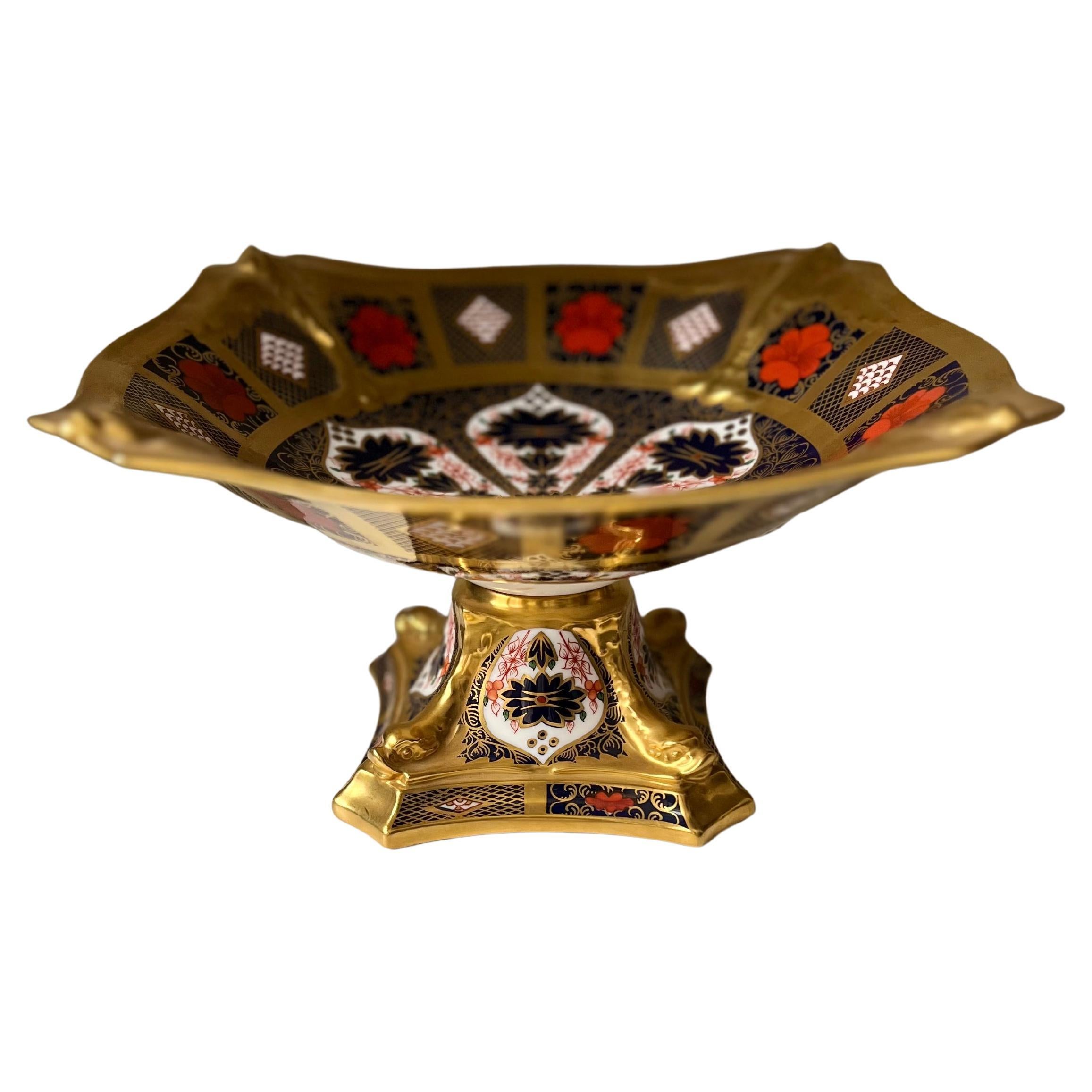 1943 Crown Derby Old Imari Solido Oro 22 Carati Fascia Delfino Centrotavola