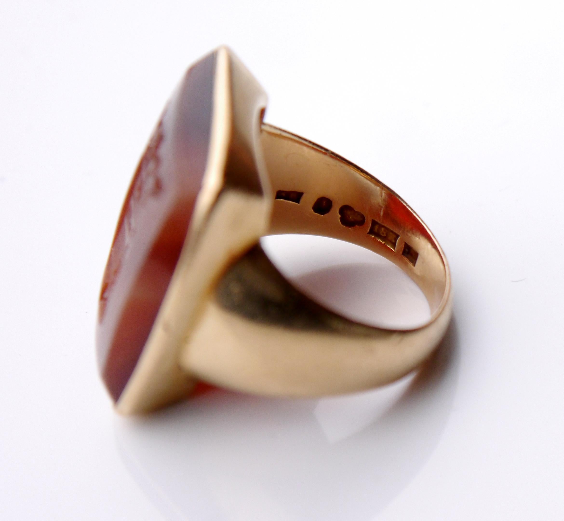 1943 Signet Ring von Heijkenskjöld Intaglio Ring Red Onyx 18K Gold ØUS8/ 14gr 6