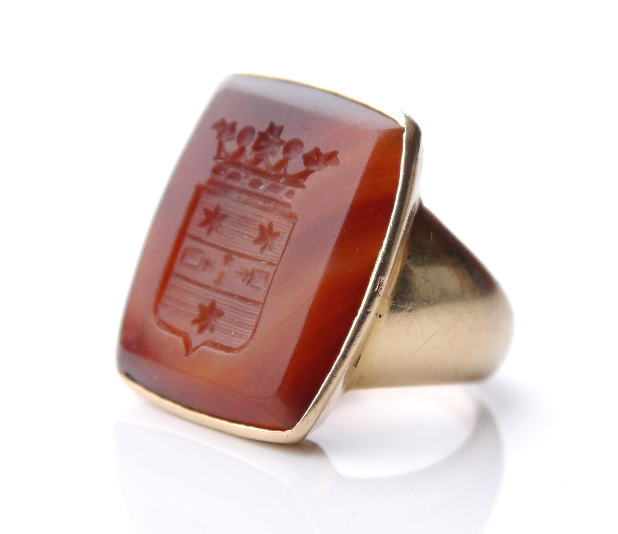 1943 Signet Ring von Heijkenskjöld Intaglio Ring Red Onyx 18K Gold ØUS8/ 14gr 4