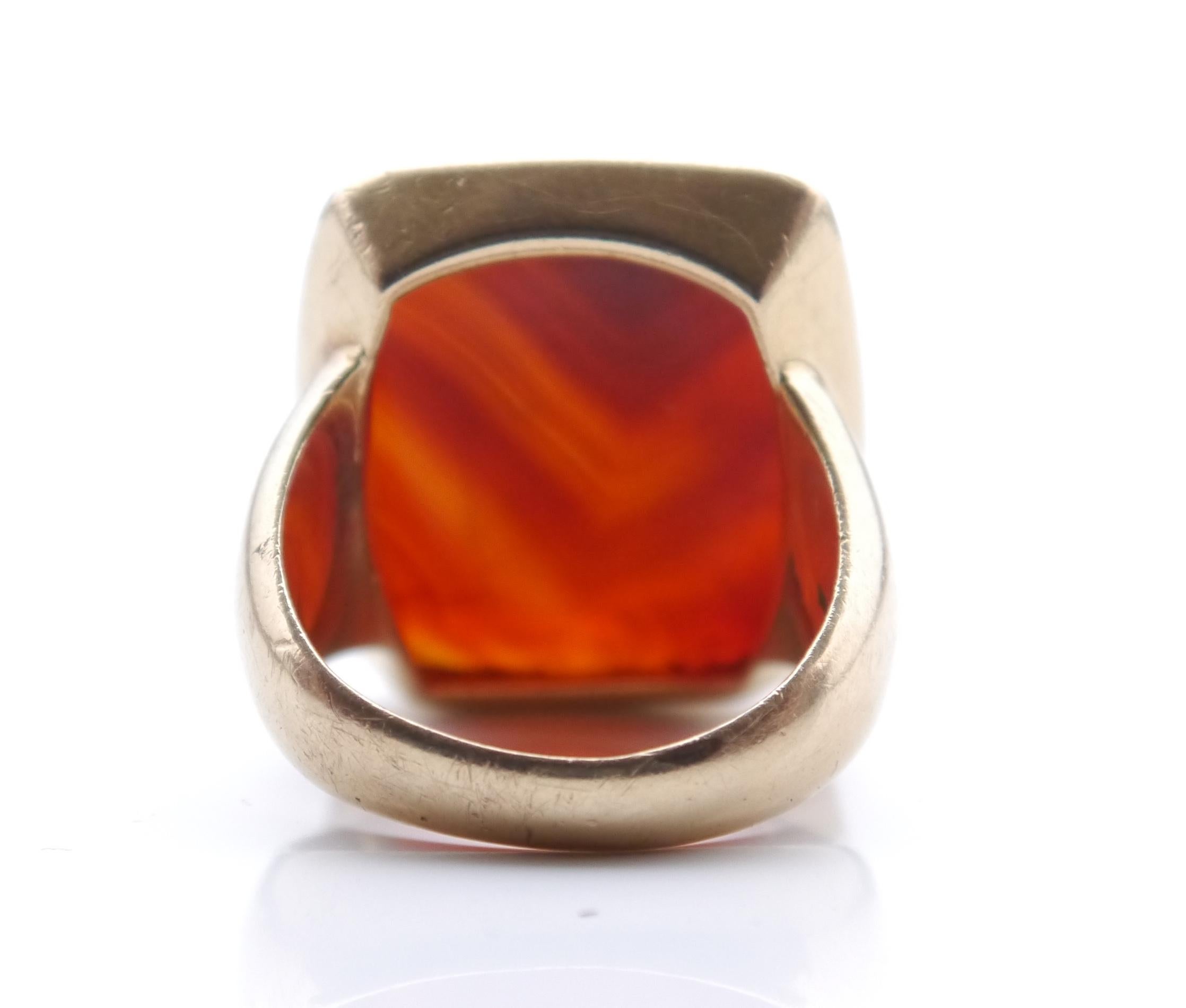 1943 Signet Ring von Heijkenskjöld Intaglio Ring Red Onyx 18K Gold ØUS8/ 14gr 5