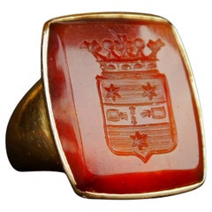 1943 Signet Ring von Heijkenskjöld Intaglio Ring Red Onyx 18K Gold ØUS8/ 14gr