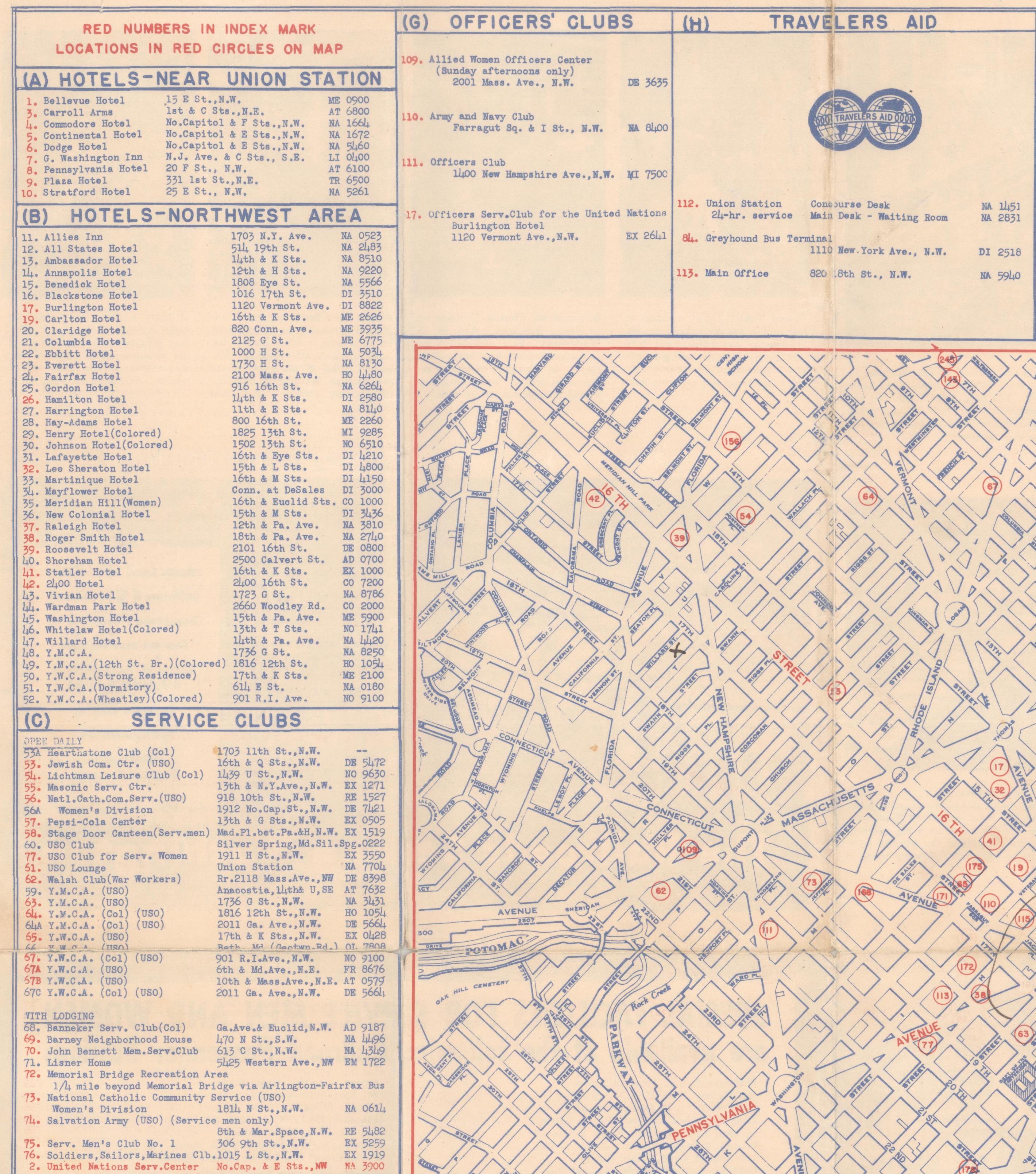 Papier En 1943, guide de l'USO à Washington en vente