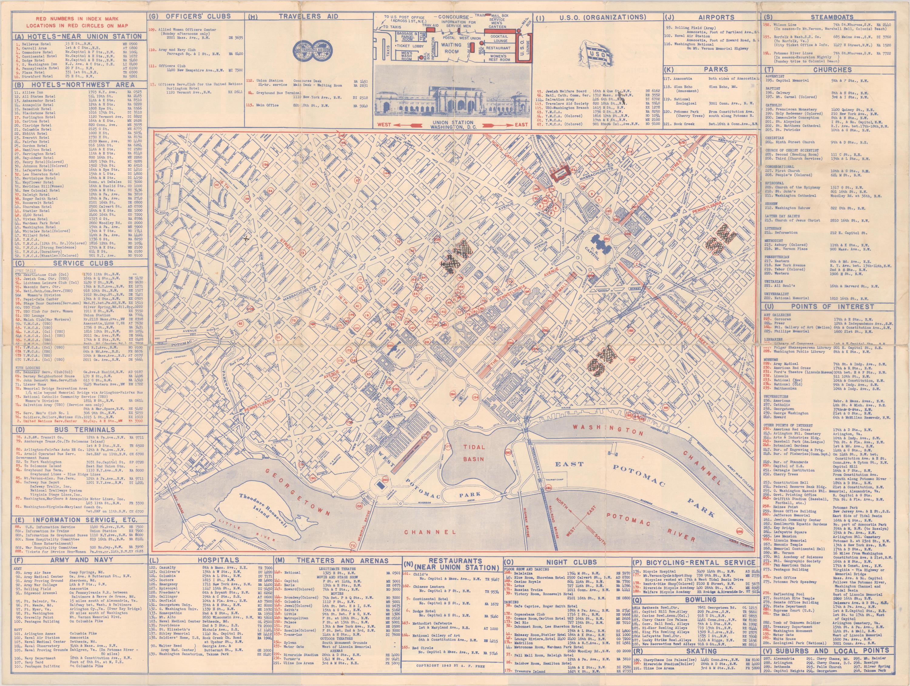Américain En 1943, guide de l'USO à Washington en vente