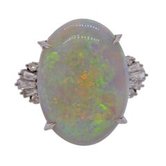 19.44 Carat Opal Diamond Platinum Ring