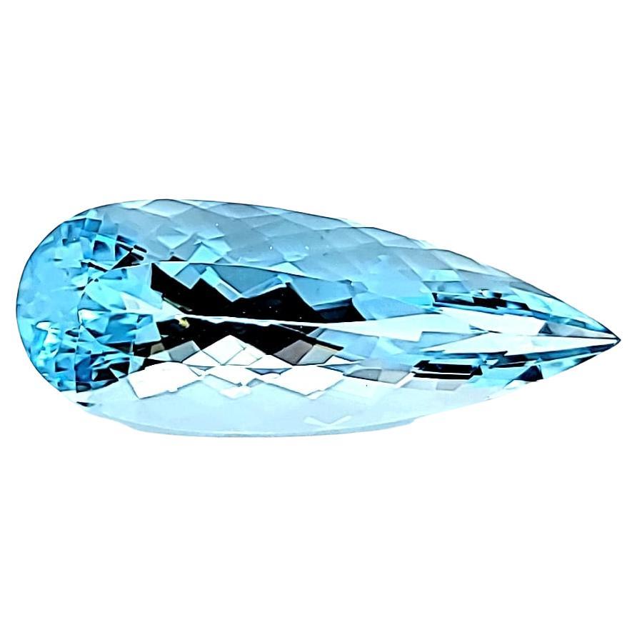 19.44 Carats Blue Aquamarine Pear Drop Cut For Sale