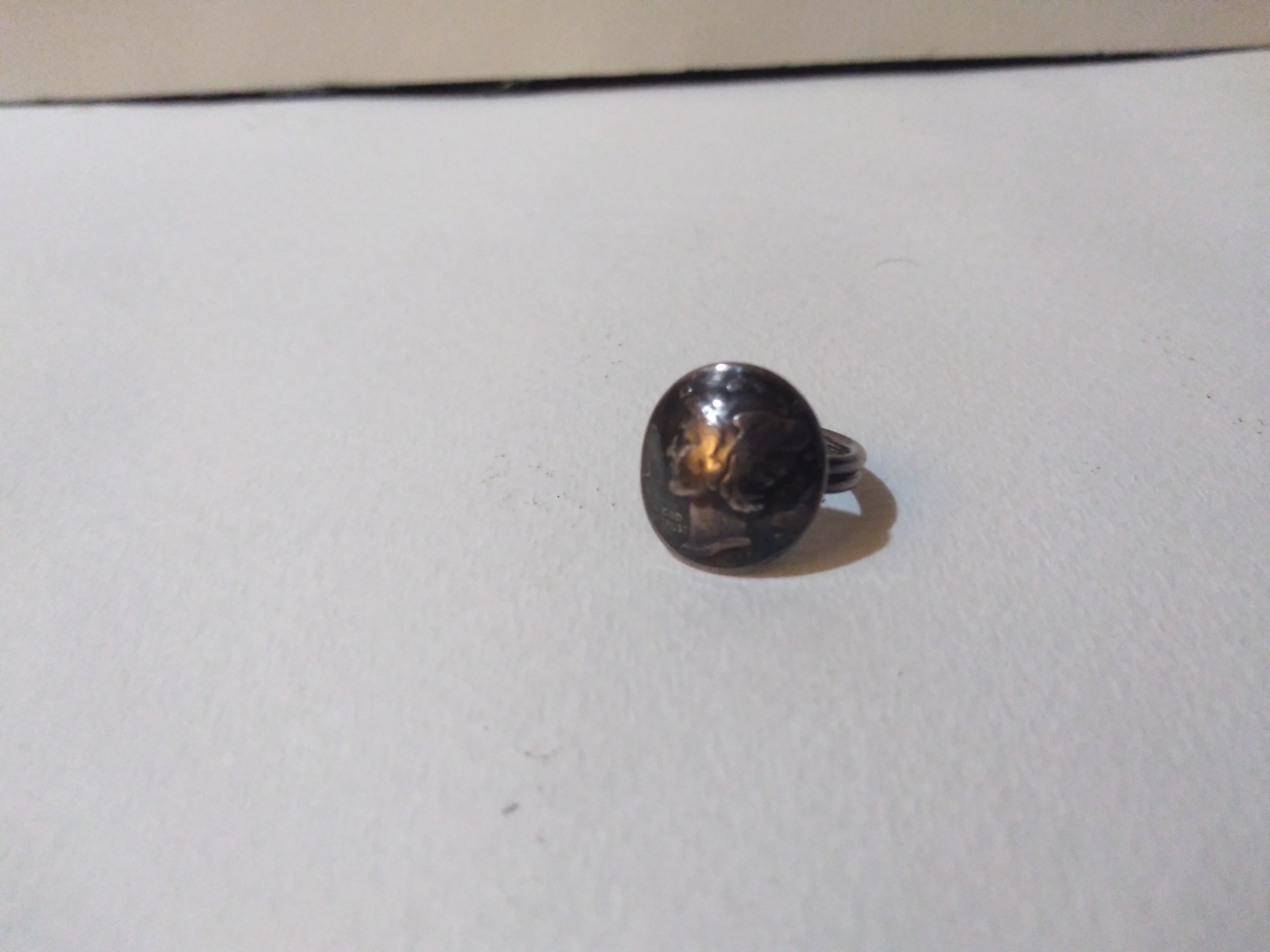 American 1944 Coin Silver Mercury Dime Ring size 4