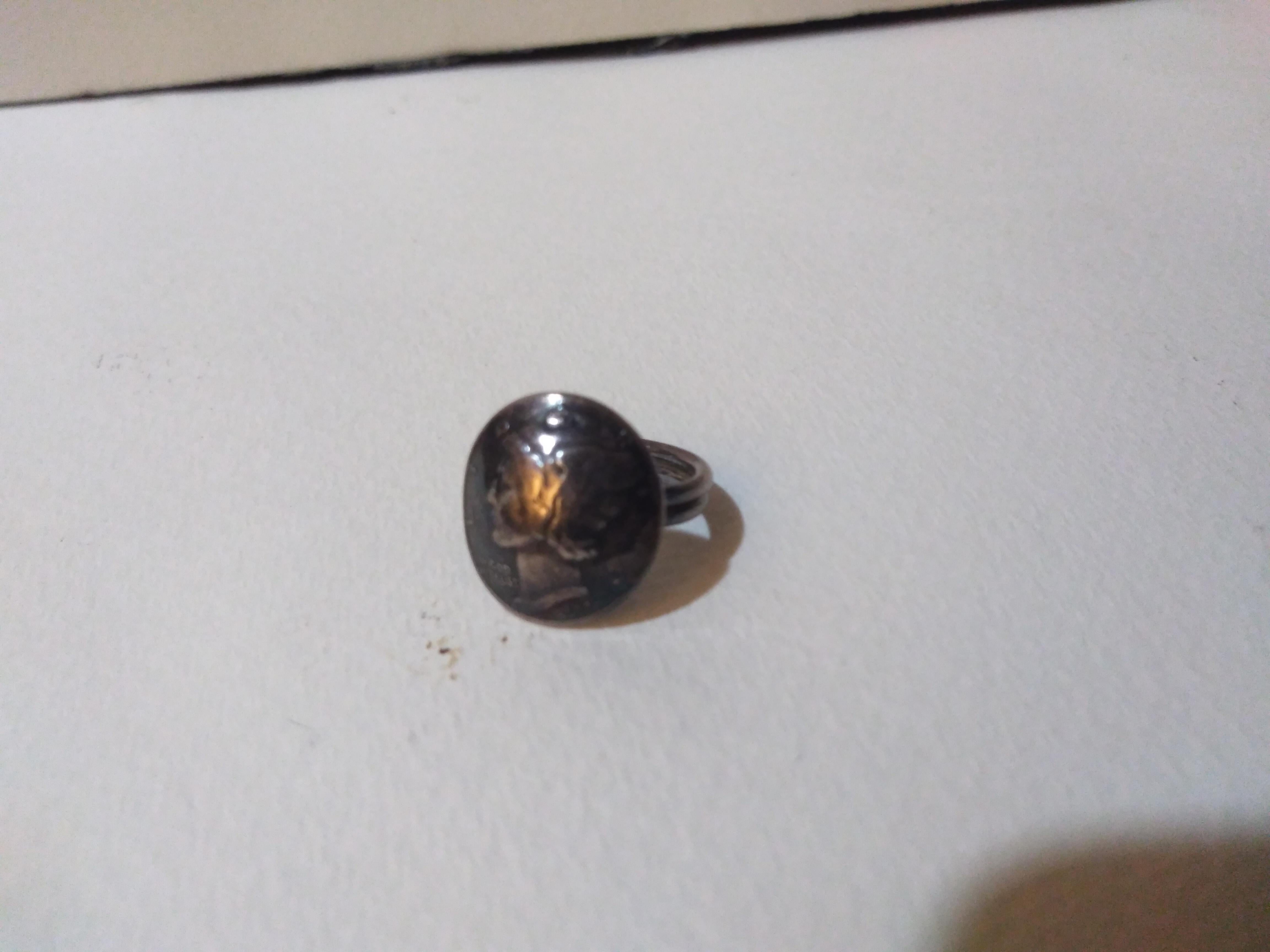 1944 Coin Silver Mercury Dime Ring size 4 In Good Condition In Pasadena, TX