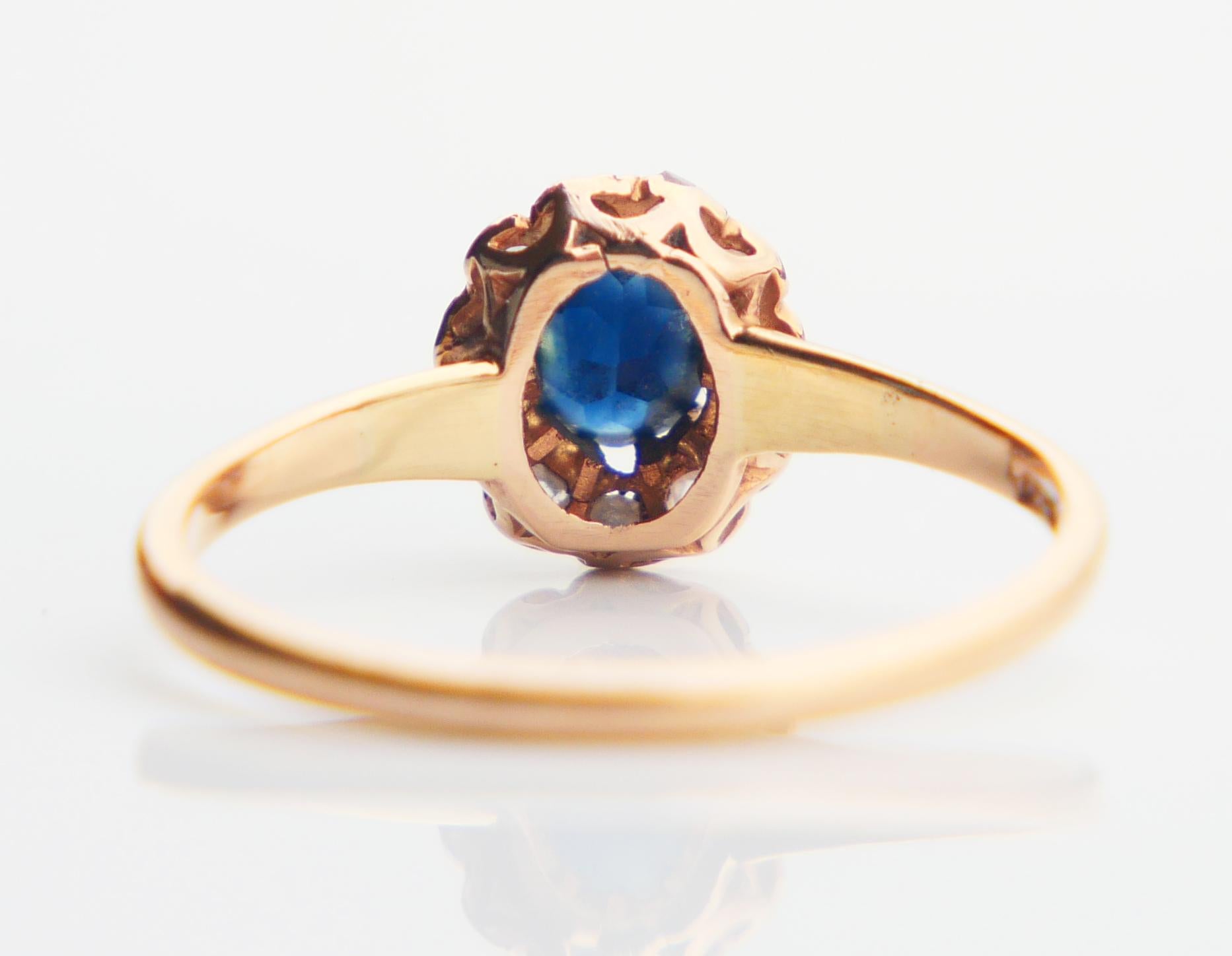 Donna Anello Halo 1944 con zaffiro naturale da 0,5 carati e diamanti in oro massiccio 18 carati Ø 5,5 US / 1,6 gr. in vendita