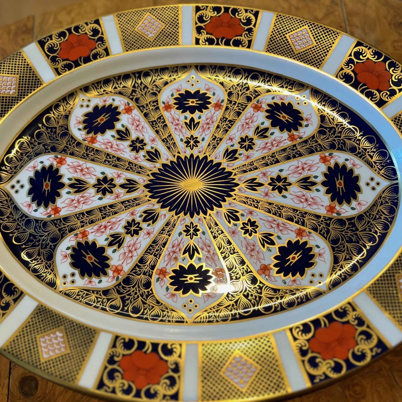 Japonisme 1944 Large Royal Crown Derby Old Imari Oval Serving Platter