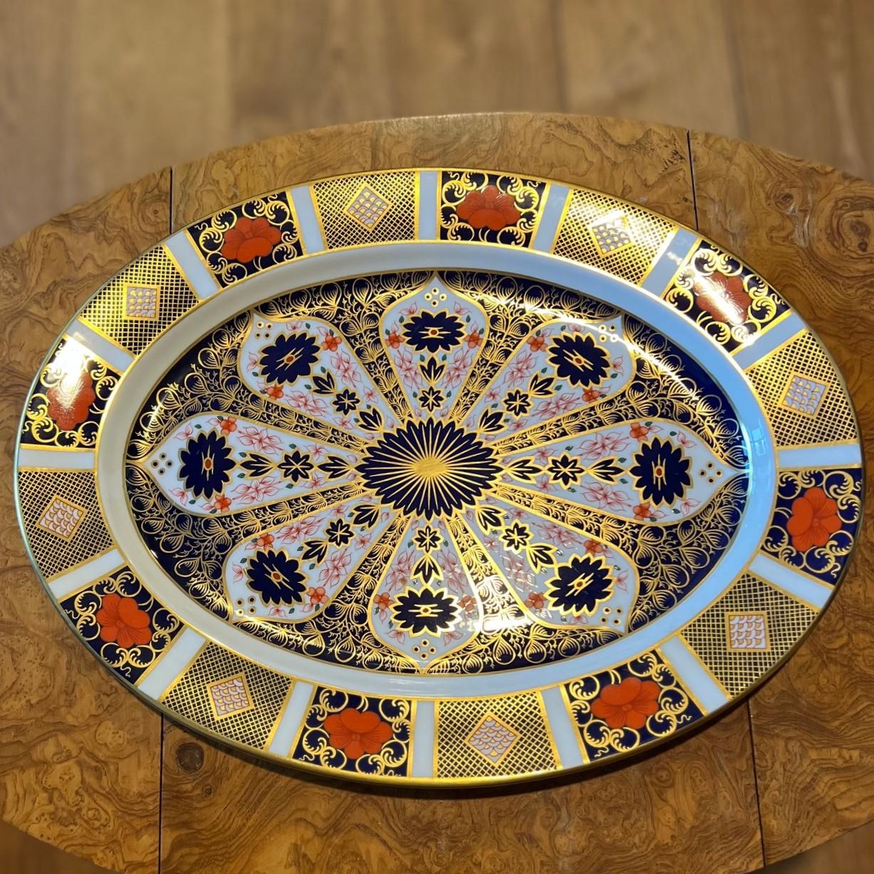 Gold 1944 Large Royal Crown Derby Old Imari Oval Serving Platter