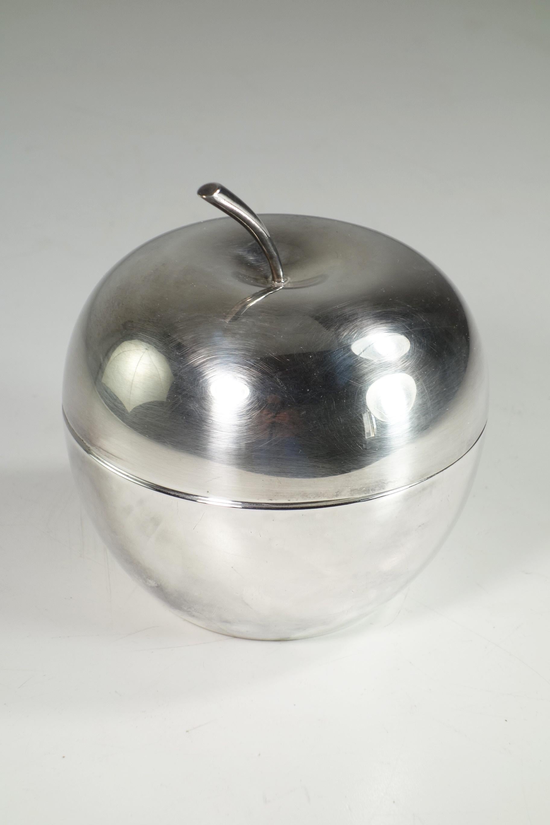 Mid-Century Modern 1944 Lino Sabattini Christofle Design Silver Metal Apple Box For Sale
