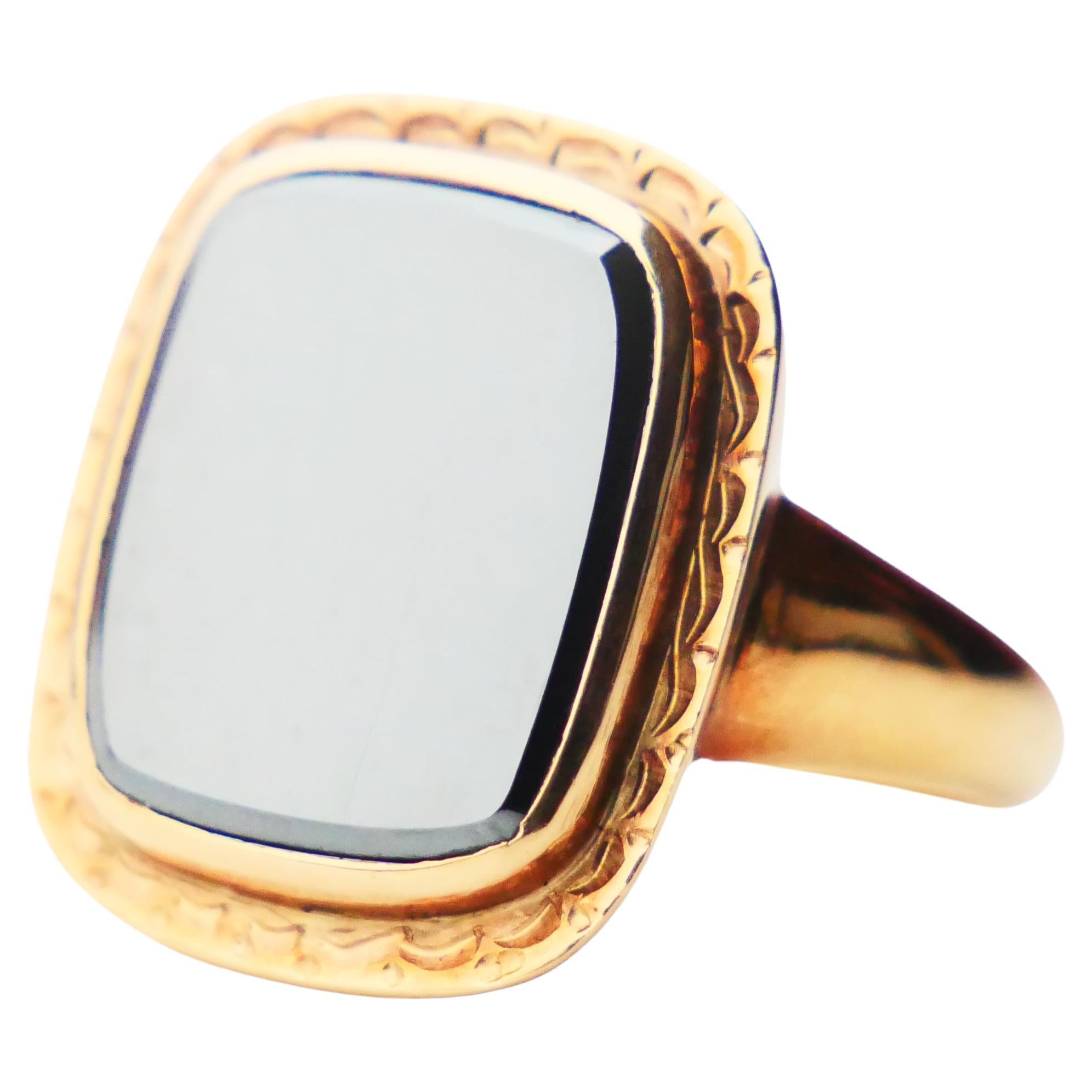 1944 Nordic Men Signet Ring Hematite solid 18K Gold Ø 8.75 US / 6.7 gr For Sale