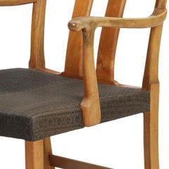 1944 Ole Wanscher Walnut Armchair With Grey Patterned Upholstery